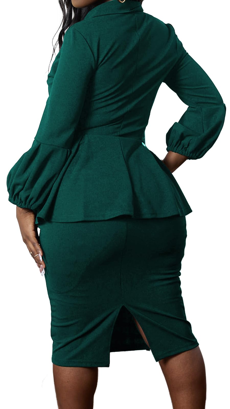 Elegant MOJICK Women's Pencil Dress with Ruffled Sleeves - Office Wear, Business Casual, Work Attire & Professional Outfits for Women