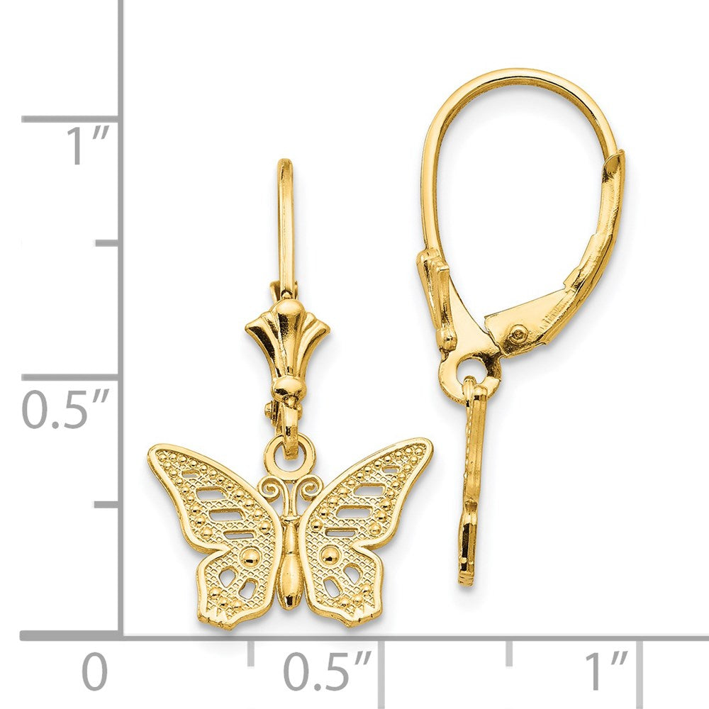 Gold Butterfly Leverback Earrings TF1768 - Elegant Dangle Earrings for Women, Perfect for Weddings, Parties & Everyday Wear
