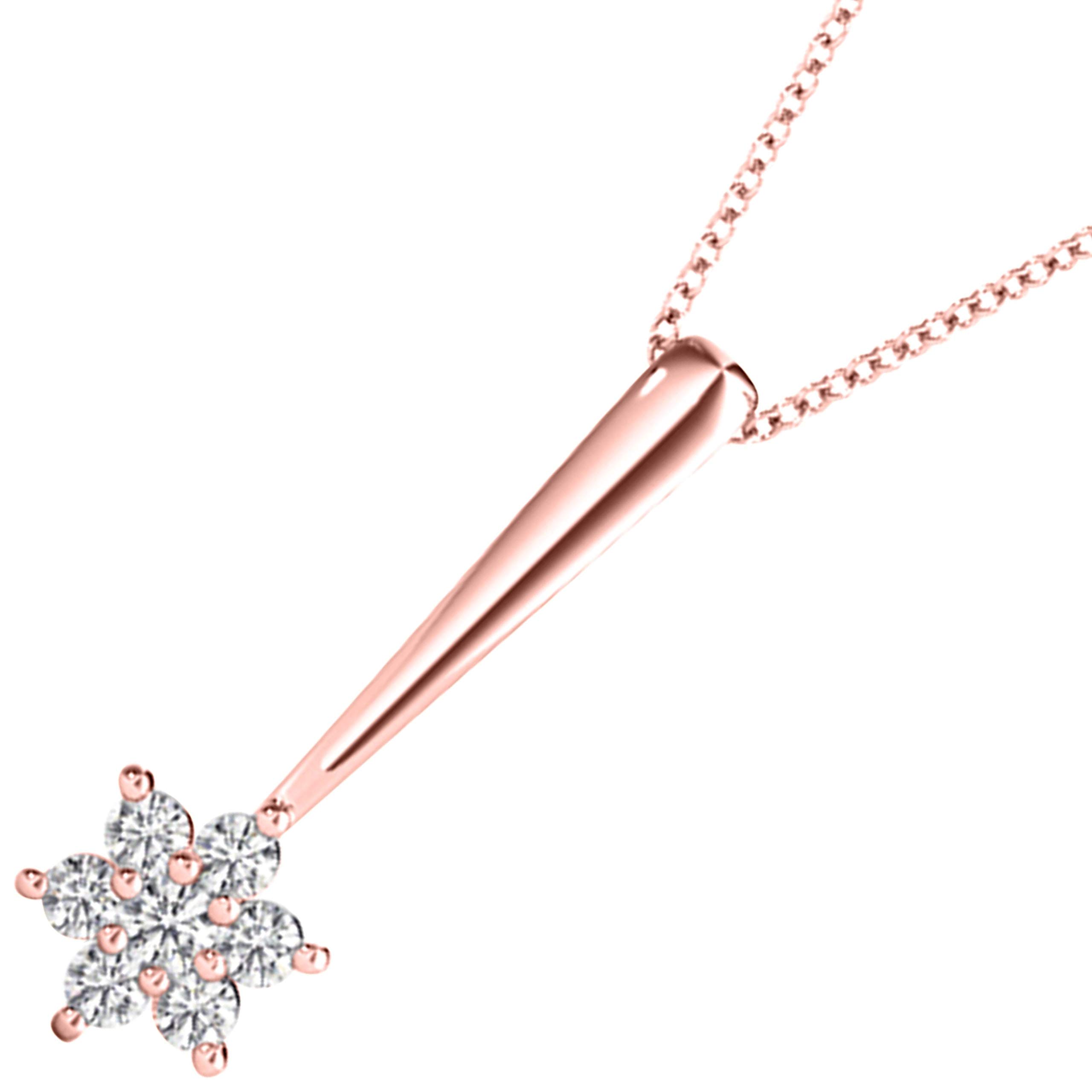 0.15 Carat Natural White Diamond Star Pendant Necklace for Women - 14K Rose Gold, White Gold & Yellow Gold Options - 18