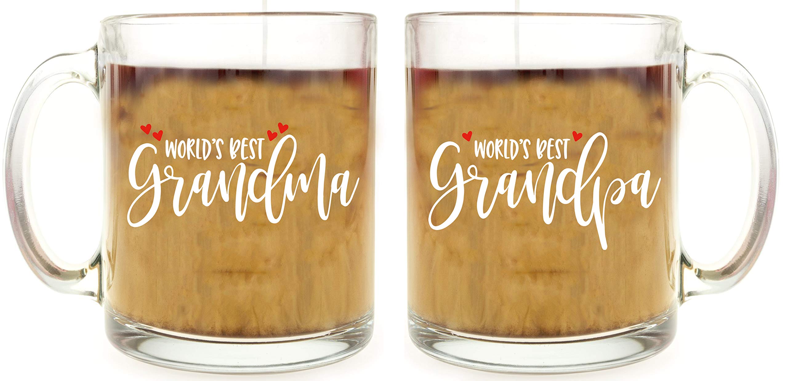 Funny Couples Mug Set for Grandparents - 13oz Glass Cups (2-Pack) - Perfect Gift for Grandma & Grandpa, Son, Daughter, Grandchildren - Ideal for Anniversaries, Holidays & Family Gatherings