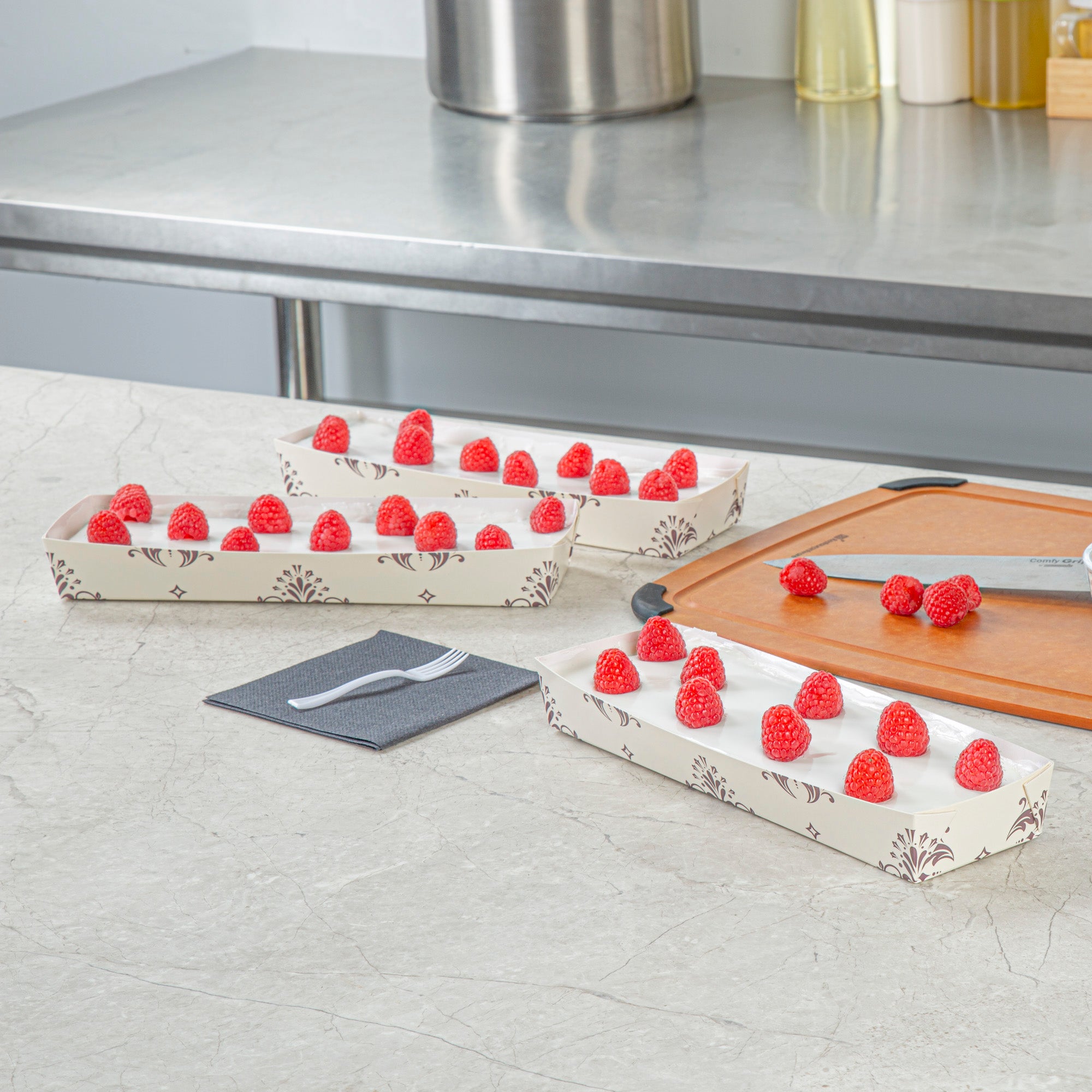 Bake Tek 13 oz Beige Vintage Floral Greaseproof Baking Tray - 10.75