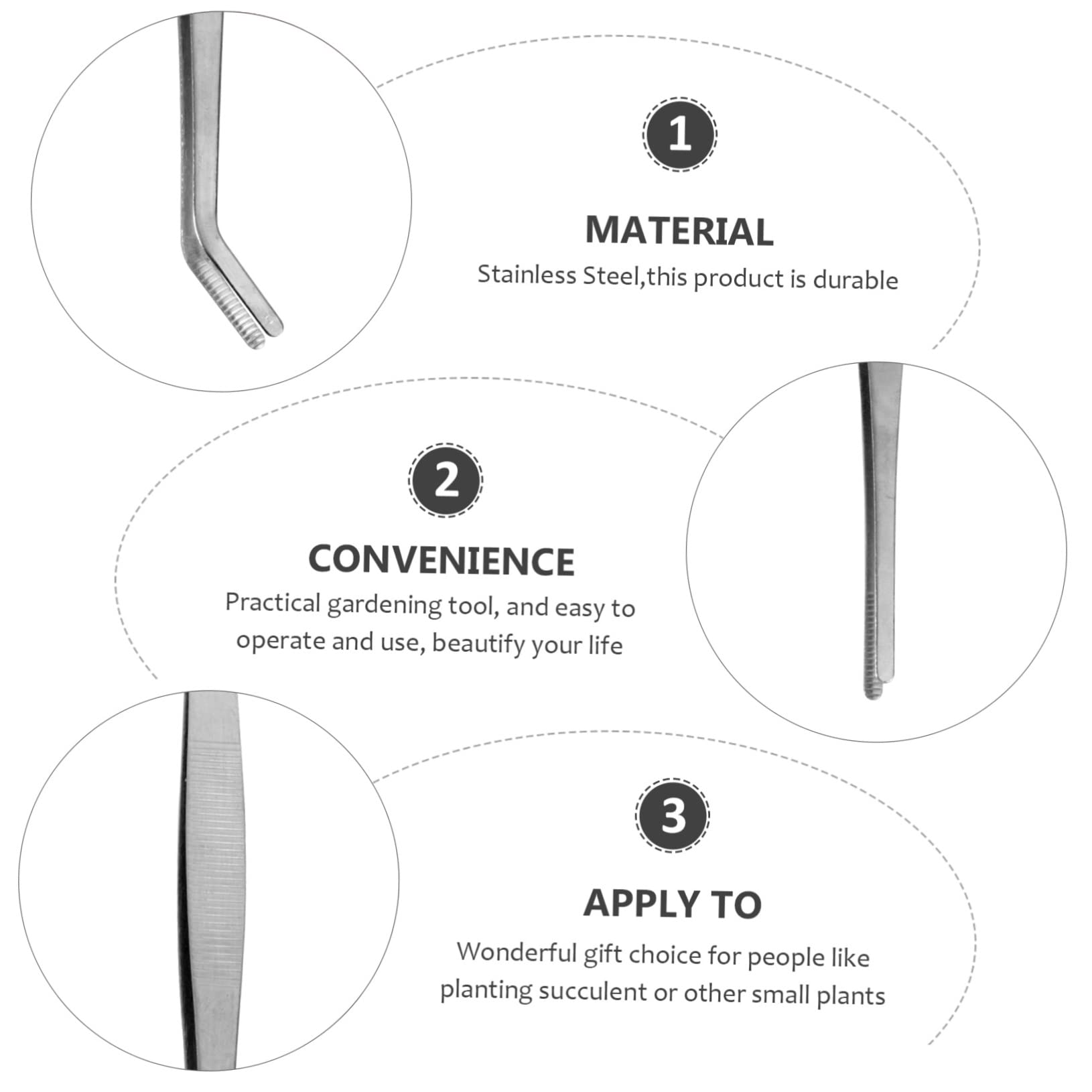 NOLITOY 10-Pack Stainless Steel Precision Tweezers for Gardening, Snake Feeding & Miniature DIY - Curved Tip Tongs for Planting, Reptile Care, Stamp Collecting & Craft Projects