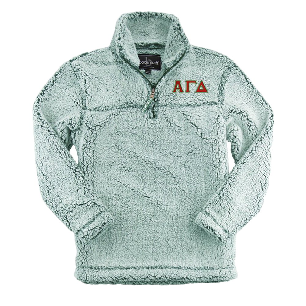 Alpha Gamma Delta Sherpa Quarter Zip Pullover | Soft Fleece Jacket for Women | Comfortable & Warm | Perfect for College, Sorority Events & Casual Outfits
