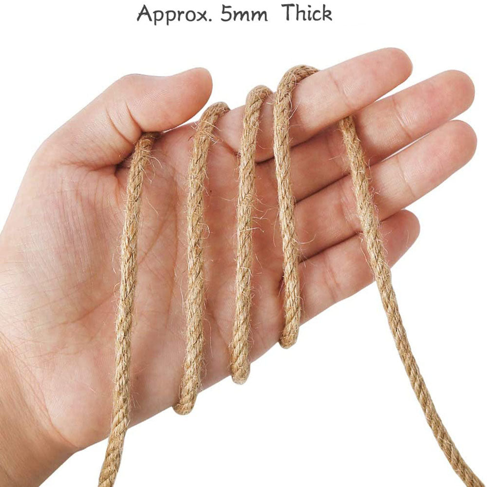 100m Natural Sisal Rope 5mm Thick - Jute Twine Cord for Crafts, DIY Home Decor, Gardening & Macrame - Eco-Friendly Manila Hemp for Gift Wrapping, Pet Toys & Wall Hangings