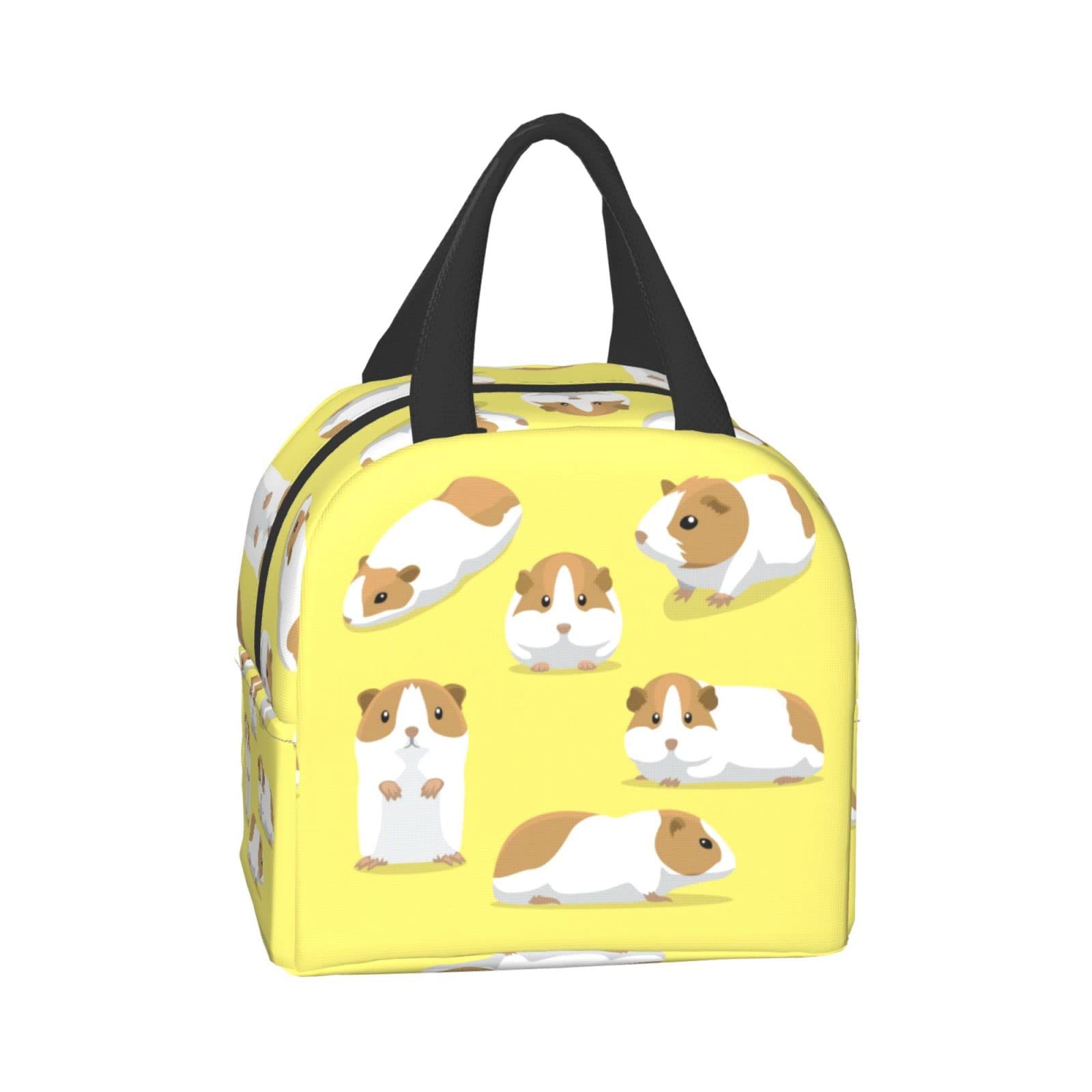 Insulated Reusable Lunch Box Bag with Cute Cartoon Guinea Pig Design - Perfect for Work, School, Outdoor Picnics & Travel