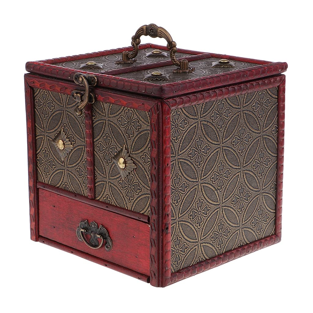 Vintage Chinese Style Wooden Jewelry Box with Handle - Elegant Jewelry Organizer & Display Case for Necklaces, Rings, Earrings - Perfect for Home Decor, Gift Giving & Jewelry Storage