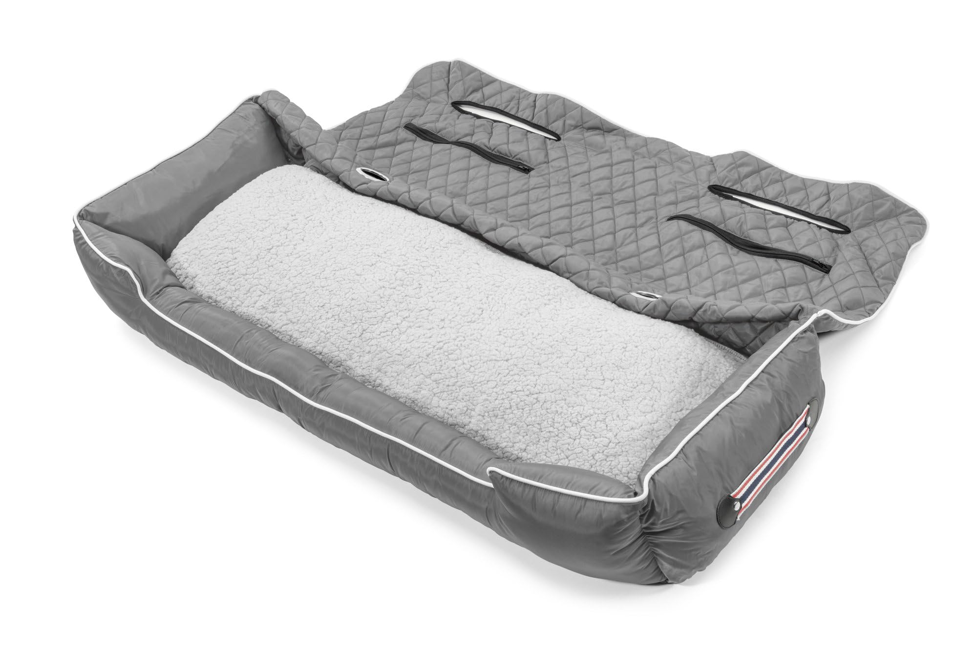 Ford PetBed2GO Gray Large Pet Bed Cushion & Car Seat Cover - 52x20x7 Inches, 6lbs - Waterproof & Non-Slip for Dogs & Cats - Perfect for Travel, Home & Car Use