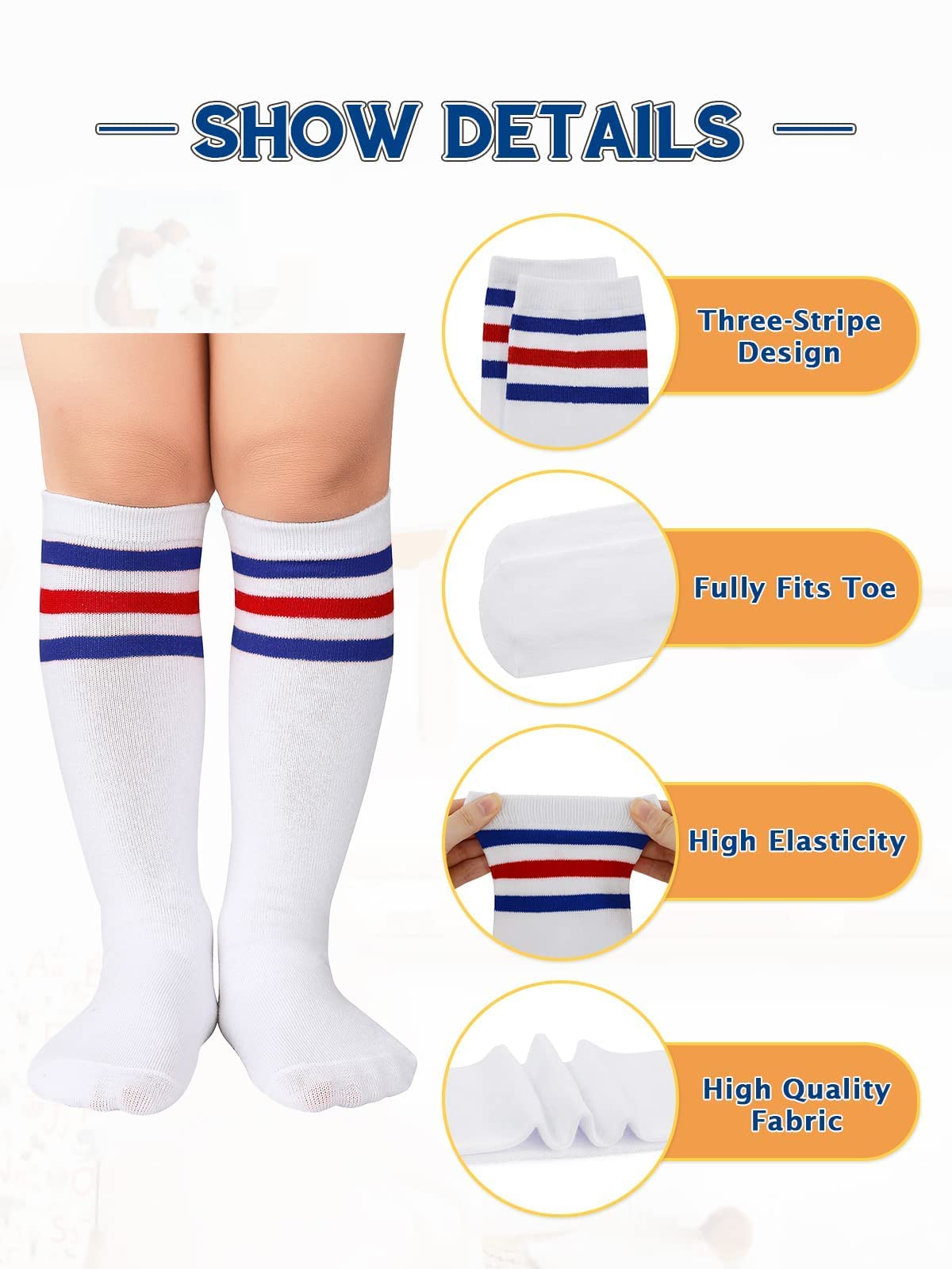 Century Star Kids Soccer Socks for Boys & Girls - Breathable Cotton Athletic Socks for Toddlers - Perfect for Soccer Games, Sports Practice & Everyday Wear