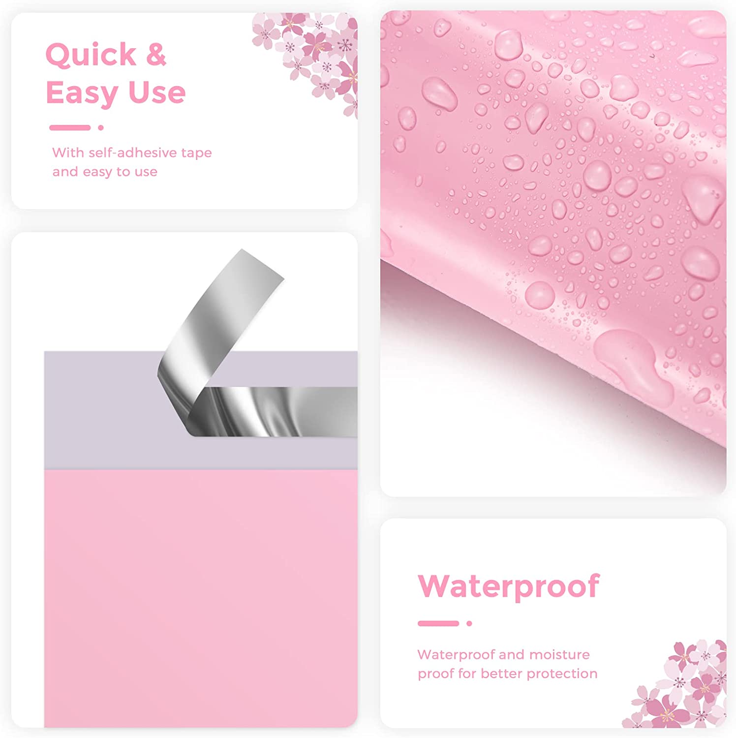 10x13 Inch Sakura Pink Poly Mailer Envelopes - Waterproof Shipping Bags for Ecommerce, Clothing & Small Packages | Perfect for Online Stores, Subscription Boxes & Gift Packaging
