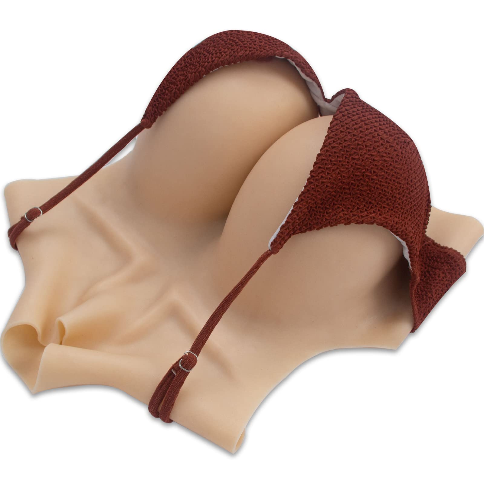 SCYFREID Silicone Fake Breast Forms & Breastplate - High Collar Crossdresser Breast Plates with Cotton/Silicone Gel Filler - Realistic Chest Enhancer for Cosplay, Drag Shows & Gender Affirmation