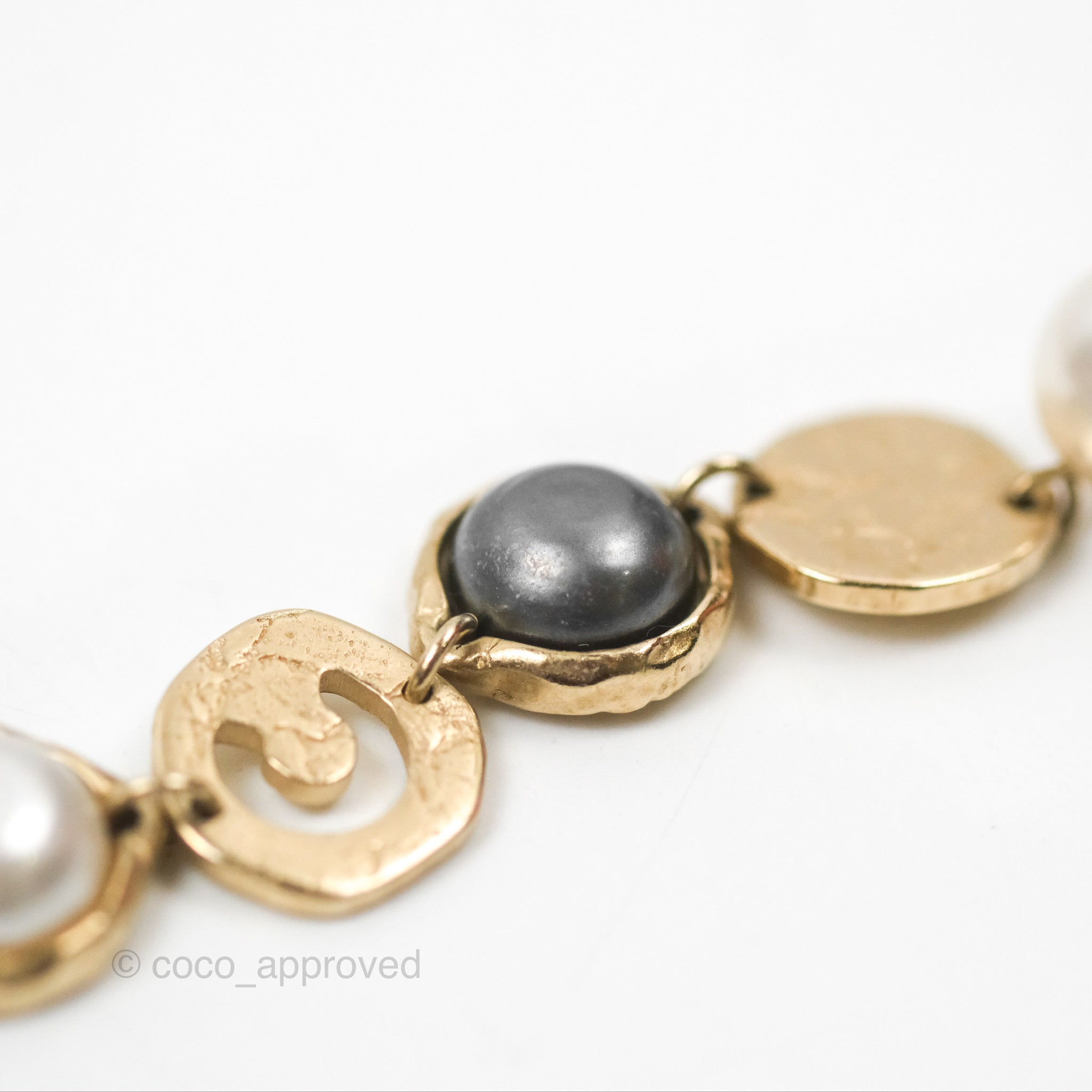 Chanel CC Coco Pearl Round Chain Long Drop Earrings in Gold Tone - 19A Collection | Elegant Jewelry for Parties, Weddings & Special Occasions