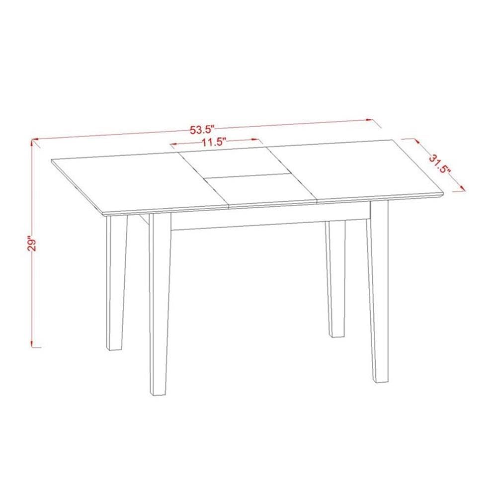 East West Furniture 5-Piece Mahogany Dining Set with Rectangle Table & 4 Chairs - 32x54 Inch Expandable Butterfly Leaf Table - Perfect for Kitchen, Dining Room & Small Space Entertaining
