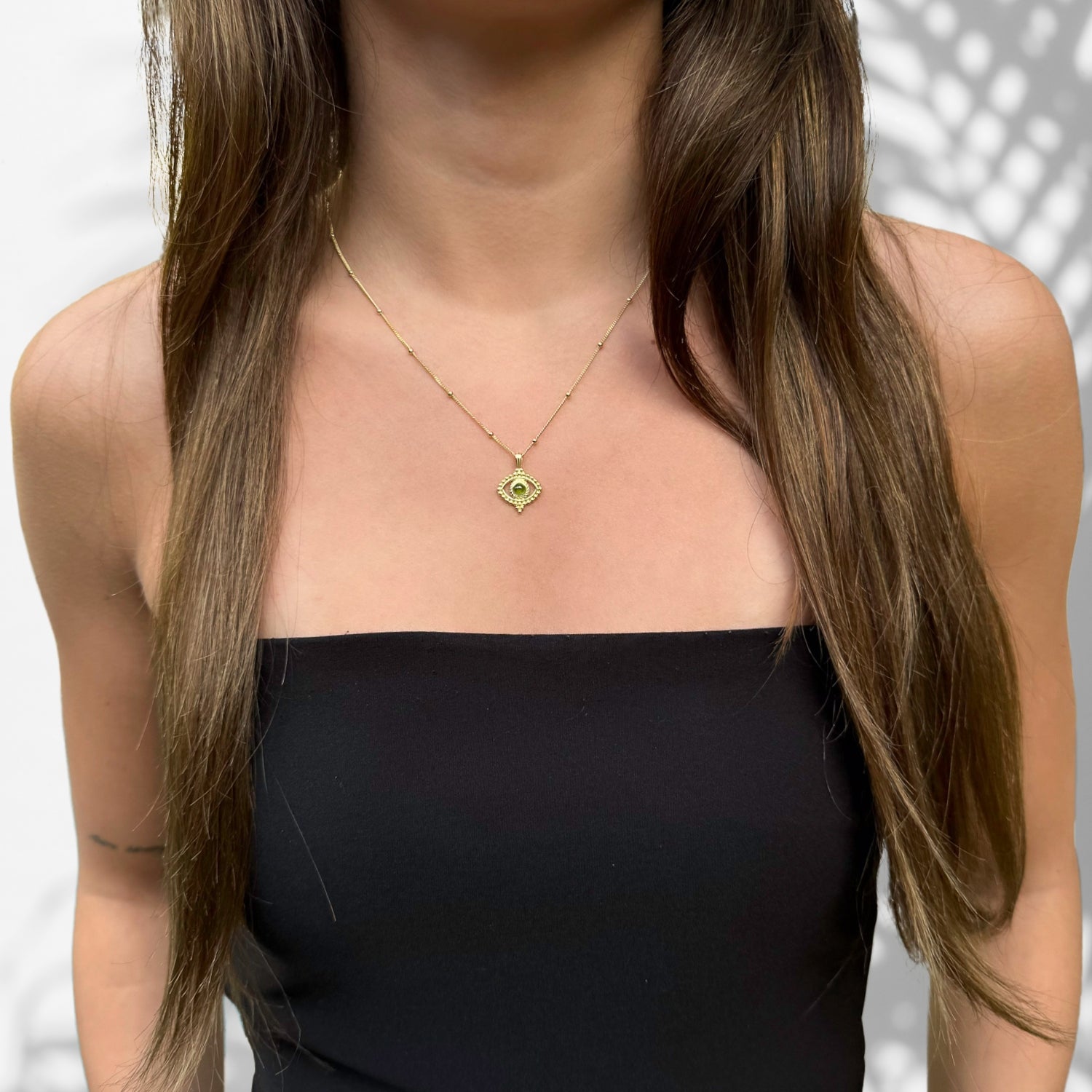 Tourmaline Evil Eye Pendant Necklace - 925 Sterling Silver Gold Plated Chain for Women | Protection Jewelry Gift for Birthday, Travel & Spiritual Healing