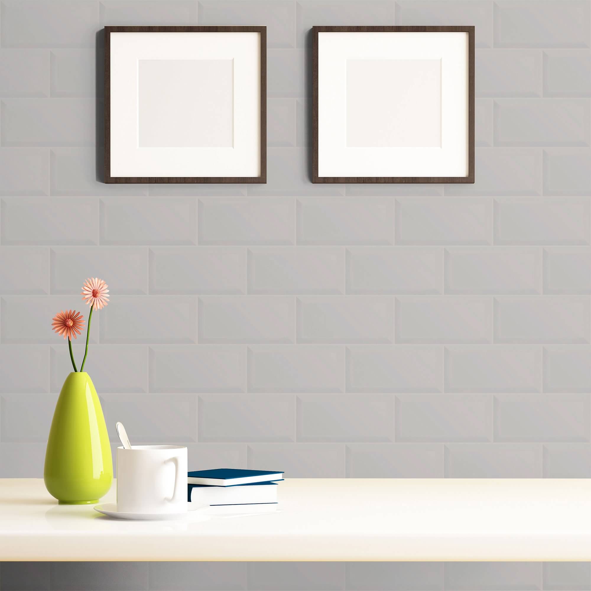 Grey Brick Tile Adhesive Peel and Stick Removable Wallpaper - Self-Adhesive Wall Covering for Home Decor, DIY Projects, and Accent Walls (620B) - Perfect for Bedrooms, Living Rooms, and Offices