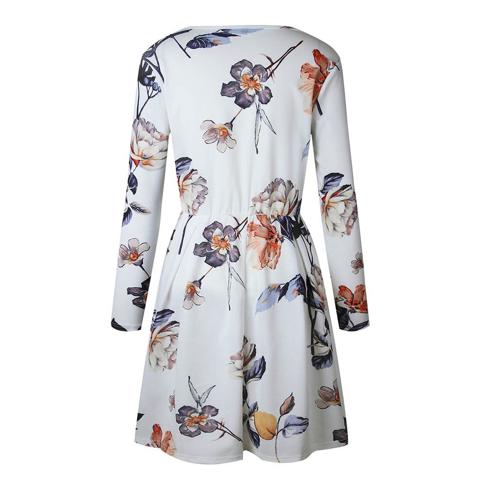 Floral Maternity Dress for Women - Long Sleeve Bodycon Swing Pleated Knee Length Dress for Pregnancy - Perfect for Baby Showers, Maternity Photos & Casual Outings