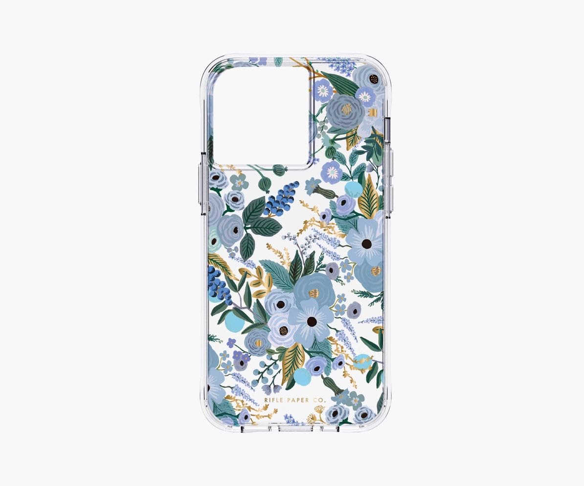 Rifle Paper Co. iPhone 12 Case & iPhone 12 Pro Case - 10ft Drop Protection, Wireless Charging Compatible, Cute Floral Design, Anti-Scratch & Shockproof Slim Cover - Garden Party Blue - Perfect for Everyday Use, Travel & Gift Giving