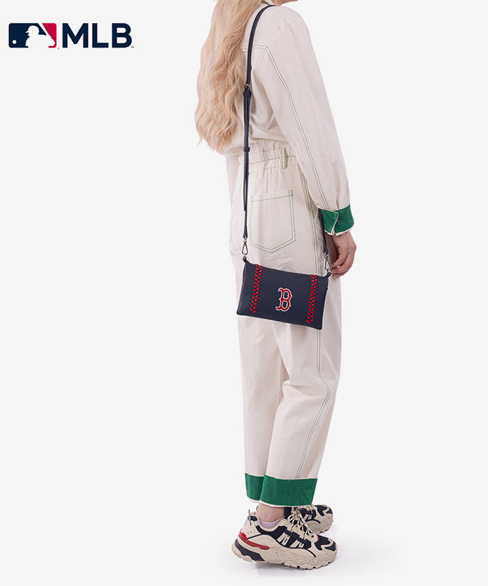 MLB Boston Red Sox Genuine Leather Crossbody Bag for Women - Stylish Game Day Purse for Baseball Fans & Sports Outings