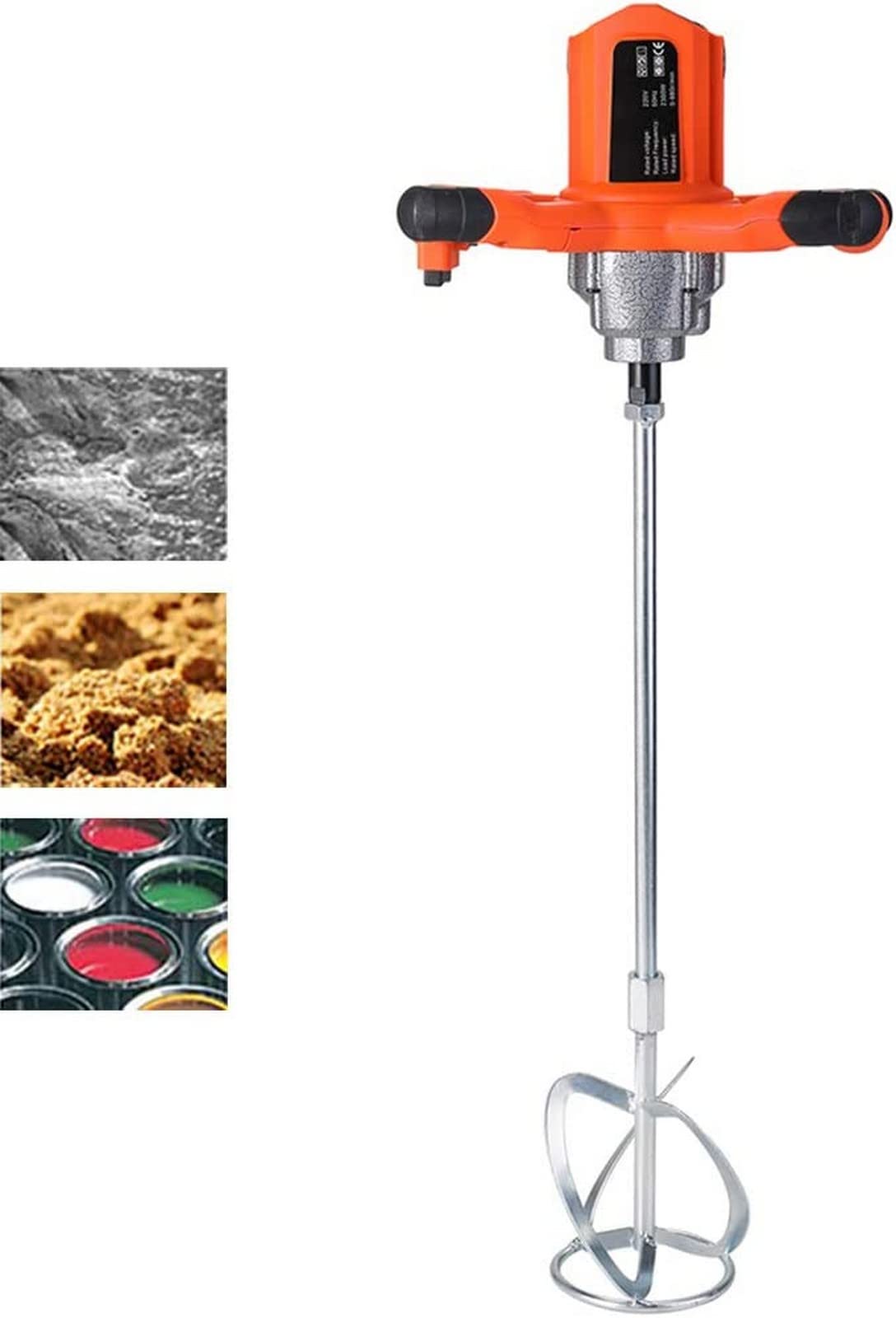 LIJCC 220V Electric Paddle Mixer - 2380W Handheld Paint, Mortar & Cement Blender with 70cm Shaft (0-1100 RPM) - Portable Stirring Tool for Construction, DIY Projects & Home Renovation