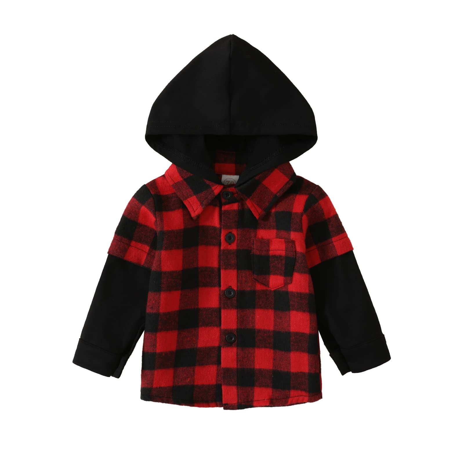 **Baby Buffalo Plaid Flannel Hoodie - Toddler Button-Down Shirt Jacket for Boys & Girls | Warm Winter & Fall Outerwear for Newborns | Perfect for Family Photos, Outdoor Play & Holiday Outfits**