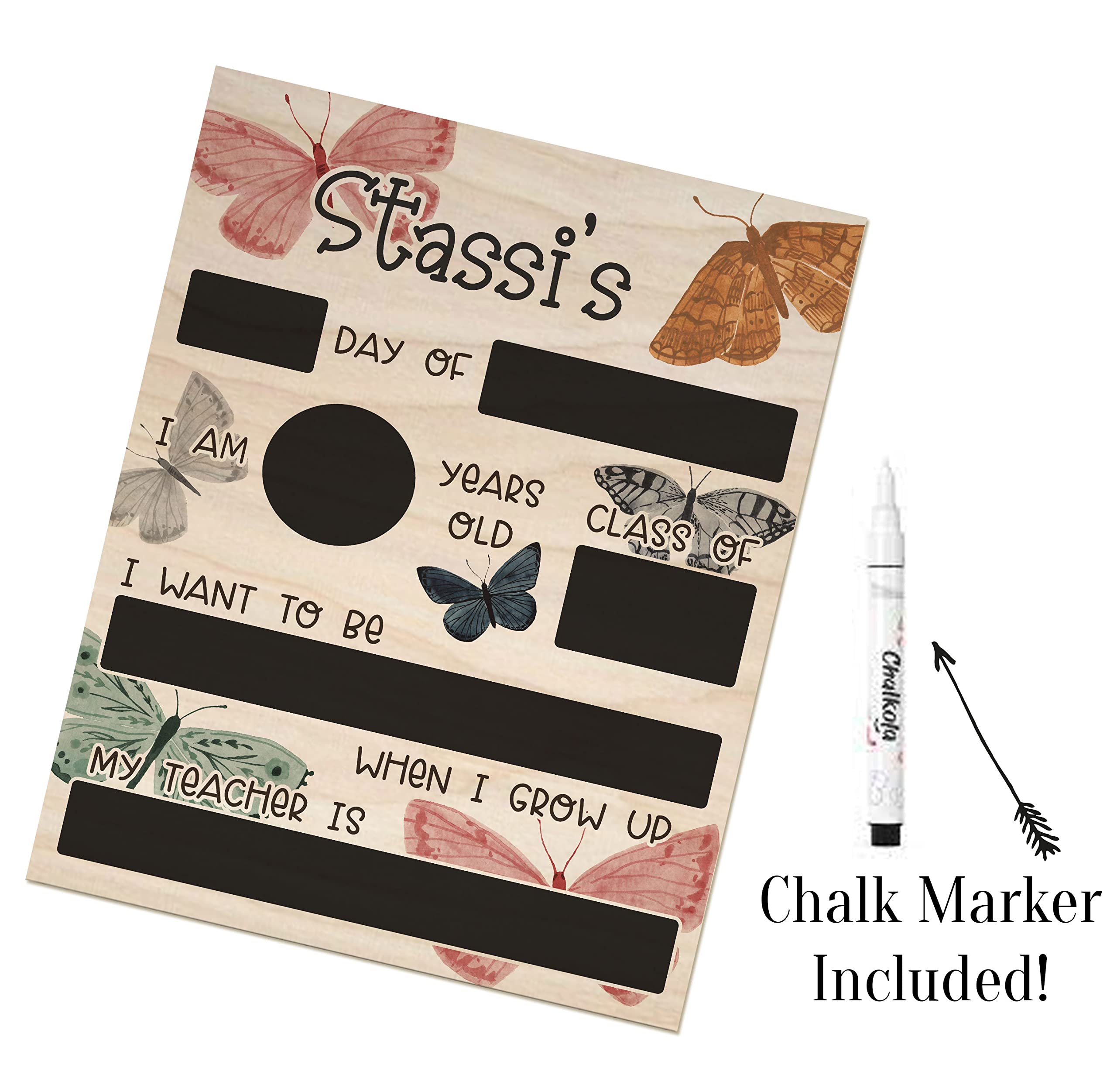 Personalized First Day of School Chalkboard Sign - Reusable Back to School Board for Kindergarten & Preschool - Perfect for 1st Day Photos, Classroom Decor, and Last Day Celebrations
