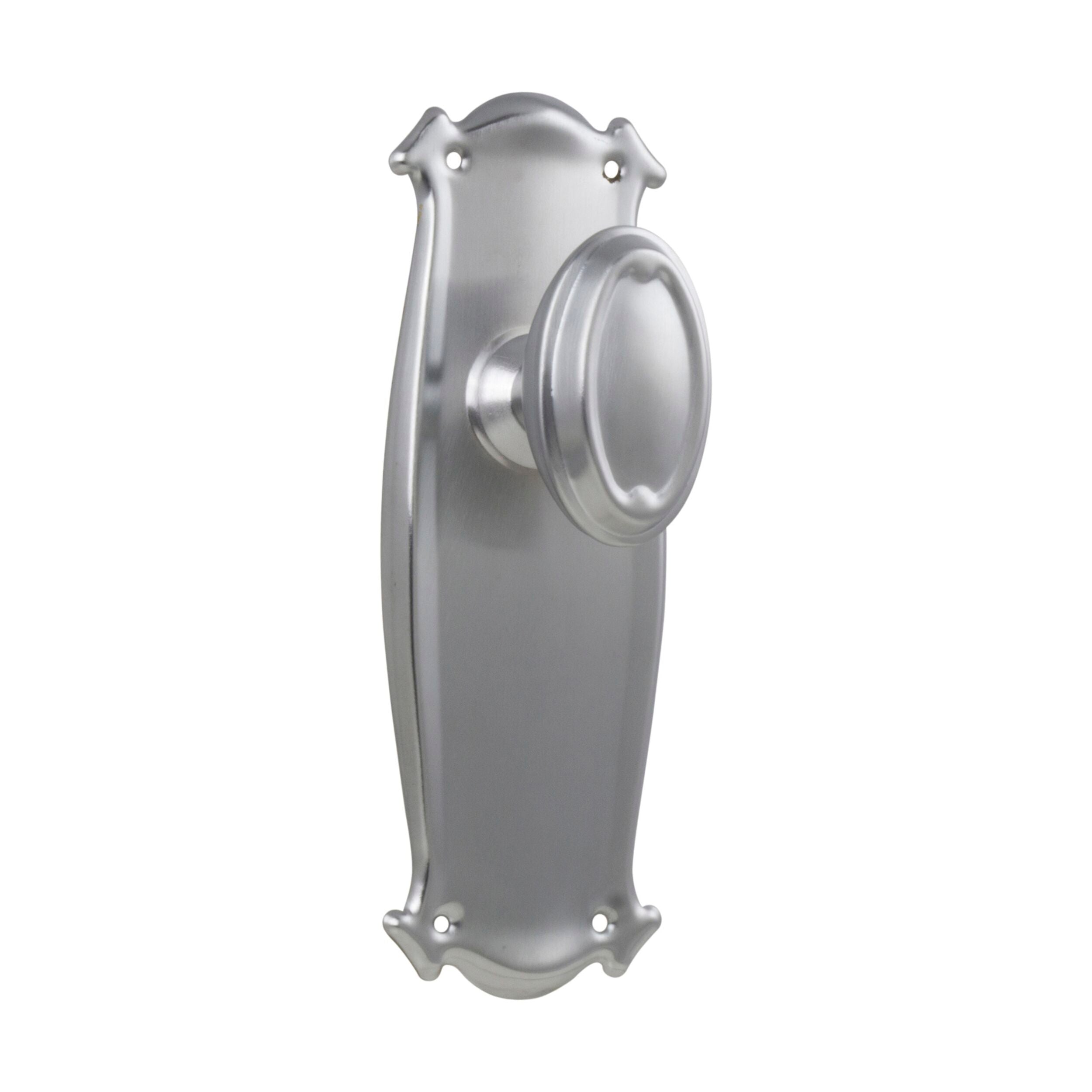 Vintage Bungalow Door Knob Set - Satin Chrome Finish (H197xW68xP60mm) - Pair of Classic Door Latches for Interior/Exterior Doors, Home Restoration & Vintage Style Decor