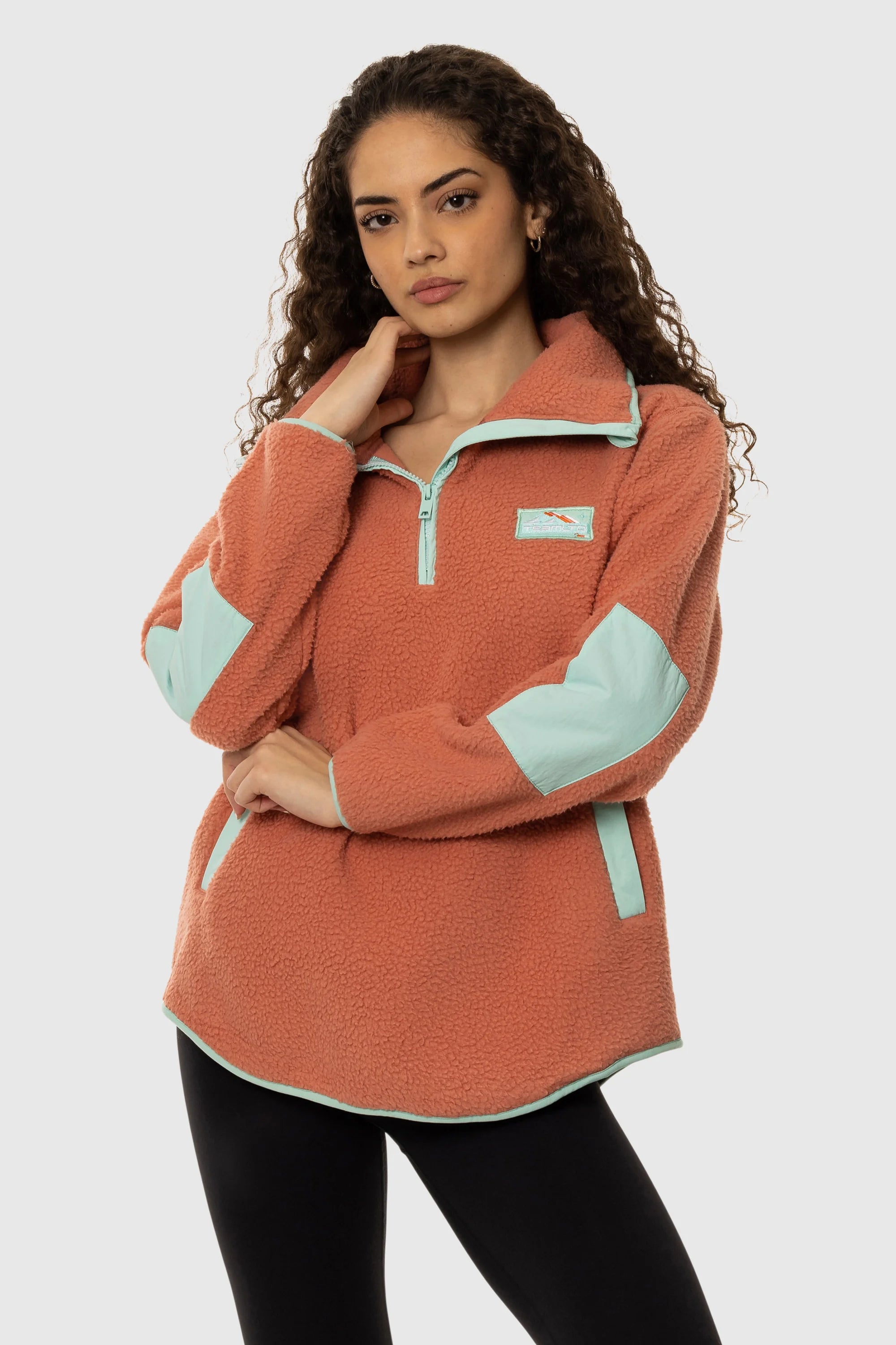 Women's Sherpa 1/4 Zip Fleece Pullover - Soft Lilac Winter Sweater for Hiking, Camping & Outdoor Activities