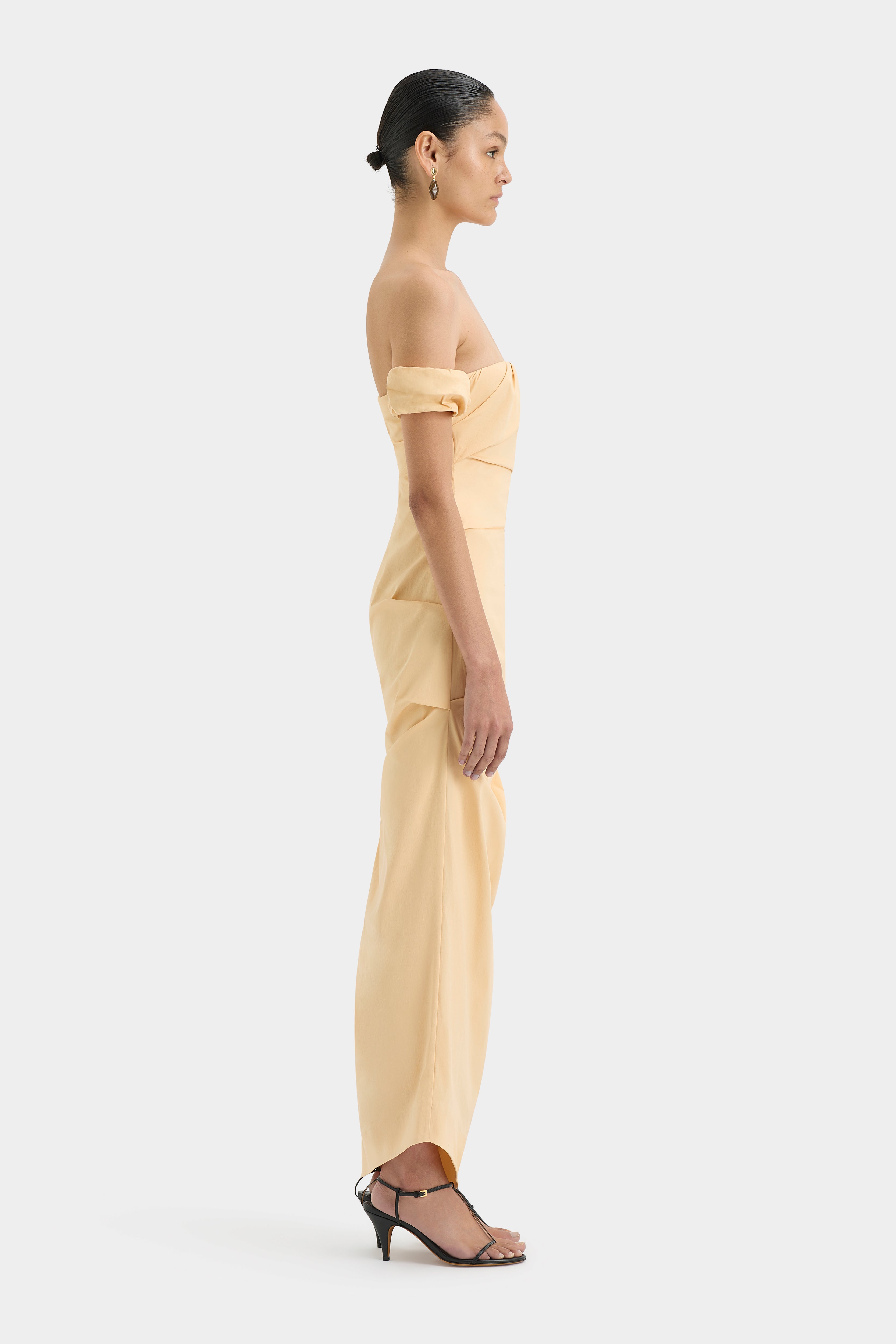 Elegant Carmen Draped Gown - Women's Formal Evening Dress for Prom, Wedding & Special Occasions