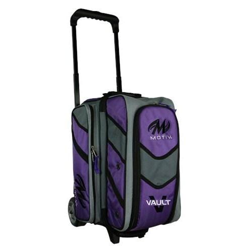 Motiv Vault Double Roller Bowling Bag - Purple for Men & Women | Heavy Duty 2 Ball Rolling Bowling Bag with Wheels | Perfect for League Play, Tournaments & Travel