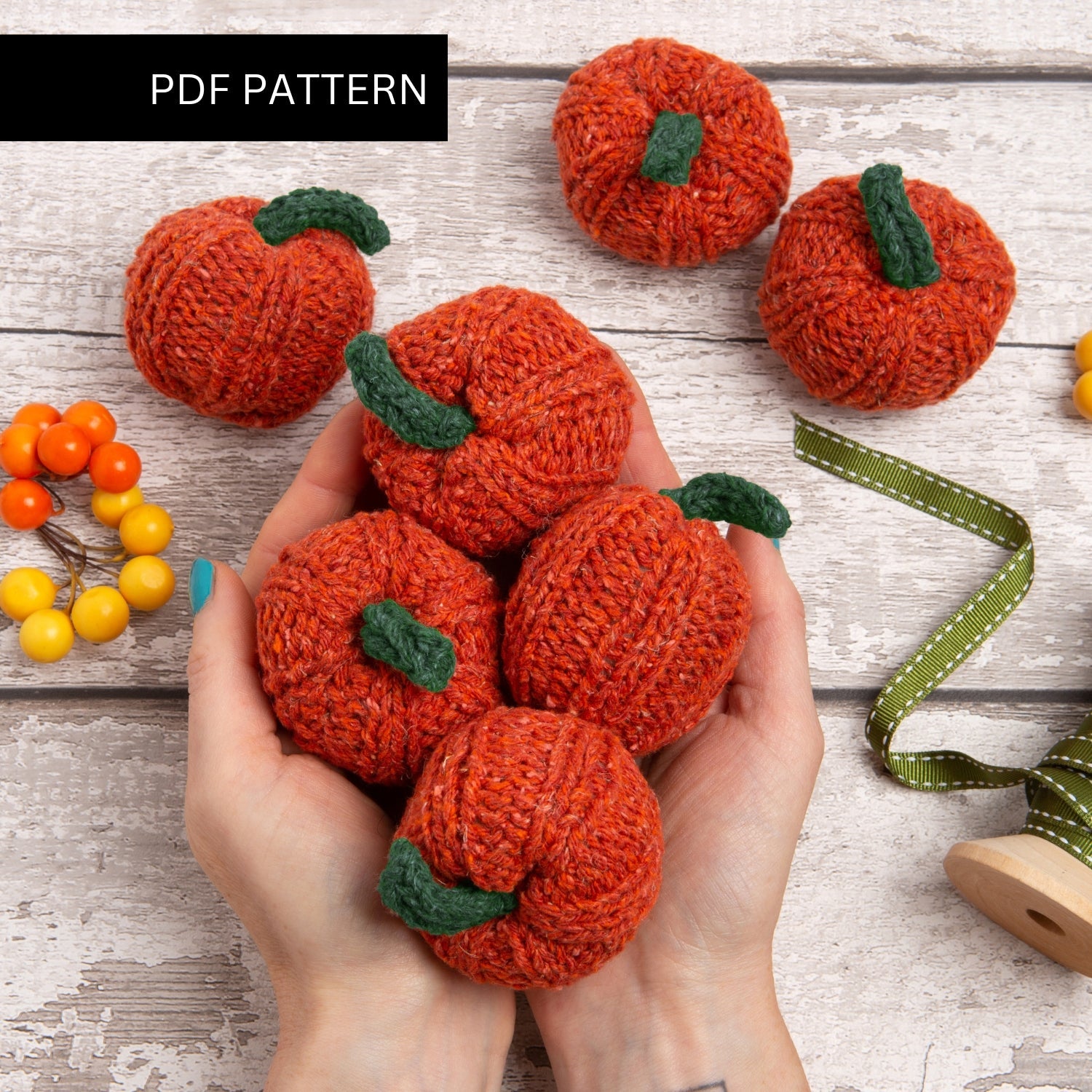 Mini Pumpkins Knitting PDF Pattern - Instant Download for Fall Decor, Halloween Crafts, and DIY Home Accessories