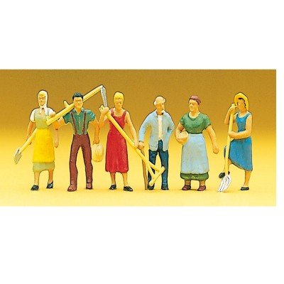 Preiser HO Scale Model Train Figures - Farmers with Tools (10040) - Perfect for Model Railroad Scenes, Dioramas & Collectible Displays