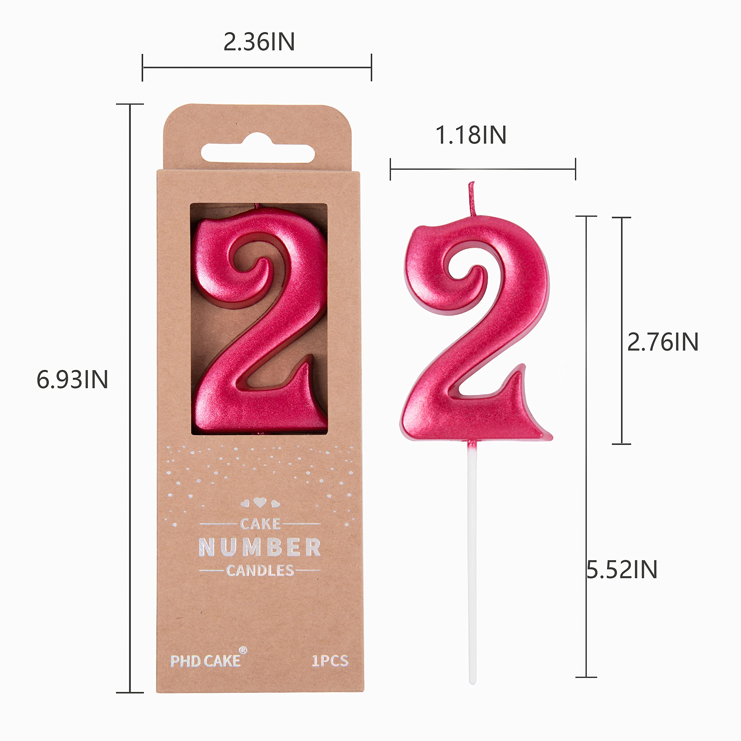 Elegant Red 2.76 Inch Number 2 Birthday Cake Candles - Red Number Candles for Birthday Cakes, Party Celebrations & Special Occasions | Perfect for Birthday Parties, Anniversary Cakes & Festive Decorations