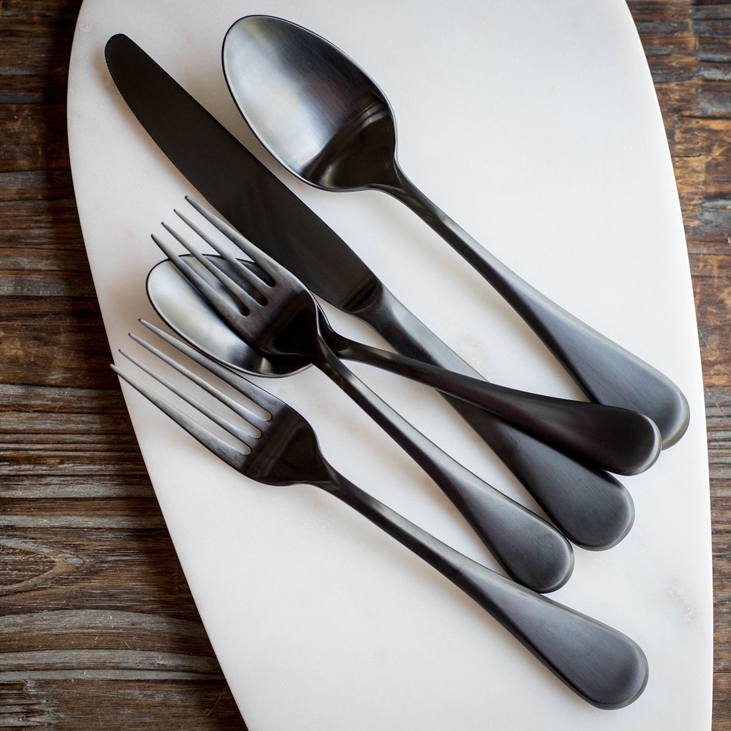 Eloquence Black Satin 20-Piece Flatware Set - Premium Stainless Steel Cutlery Set for Formal Dining, Wedding Gifts & Elegant Dinner Parties