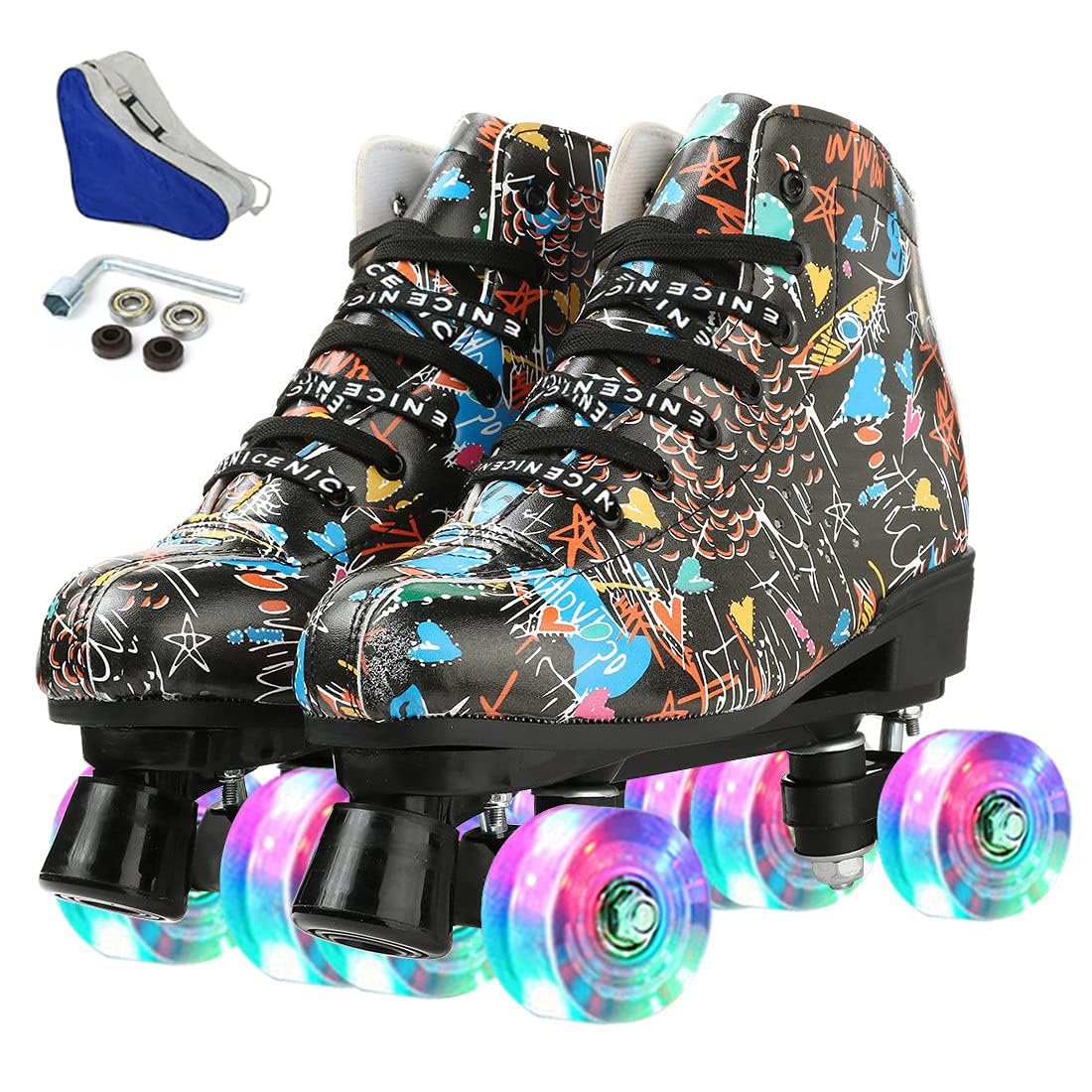 Best Unisex Classic High-Top Roller Skates for Adults - Indoor & Outdoor 4-Wheel Skates for Fitness, Rink & Street Skating