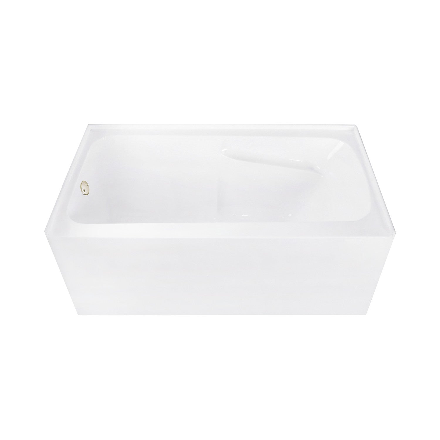 Aqua Eden 54 Inch Acrylic Rectangular 3 Wall Alcove Bathtub Combo with Armrests | Left Hand Drain | Glossy White & Polished Nickel Finish | Perfect for Modern Bathrooms & Spa-Like Relaxation