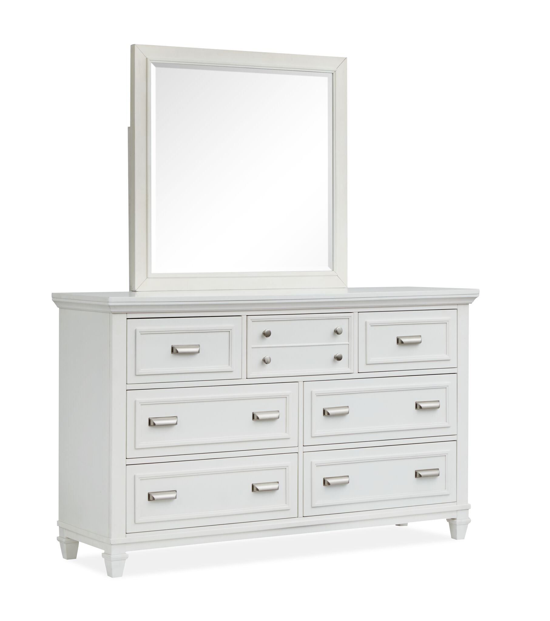 Charleston 7-Drawer Dresser in Dove White - Modern Bedroom Storage Furniture for Home Organization & Closet Space Saving