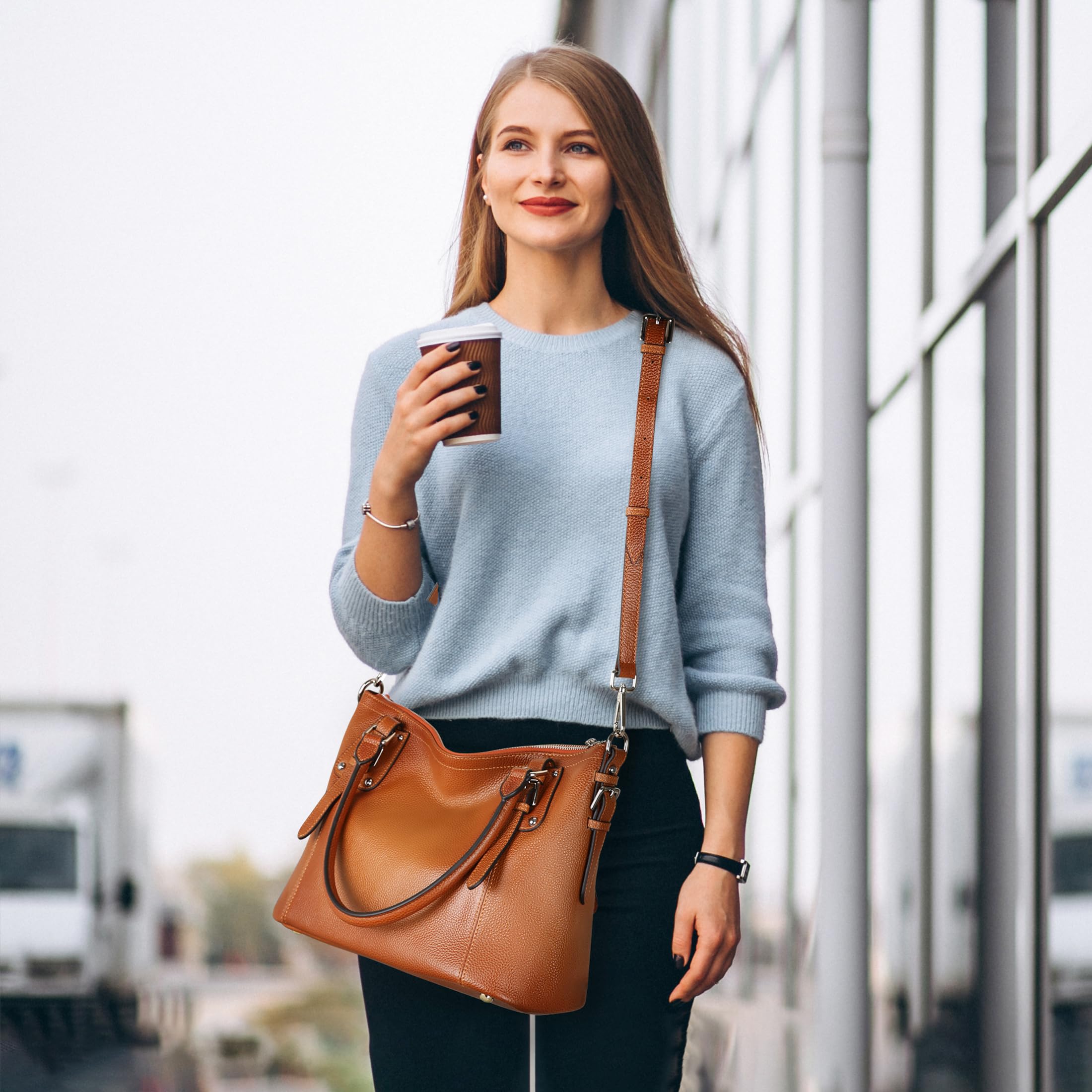 Genuine Leather Handbags for Women - Tote, Shoulder & Crossbody Bags for Work & Travel