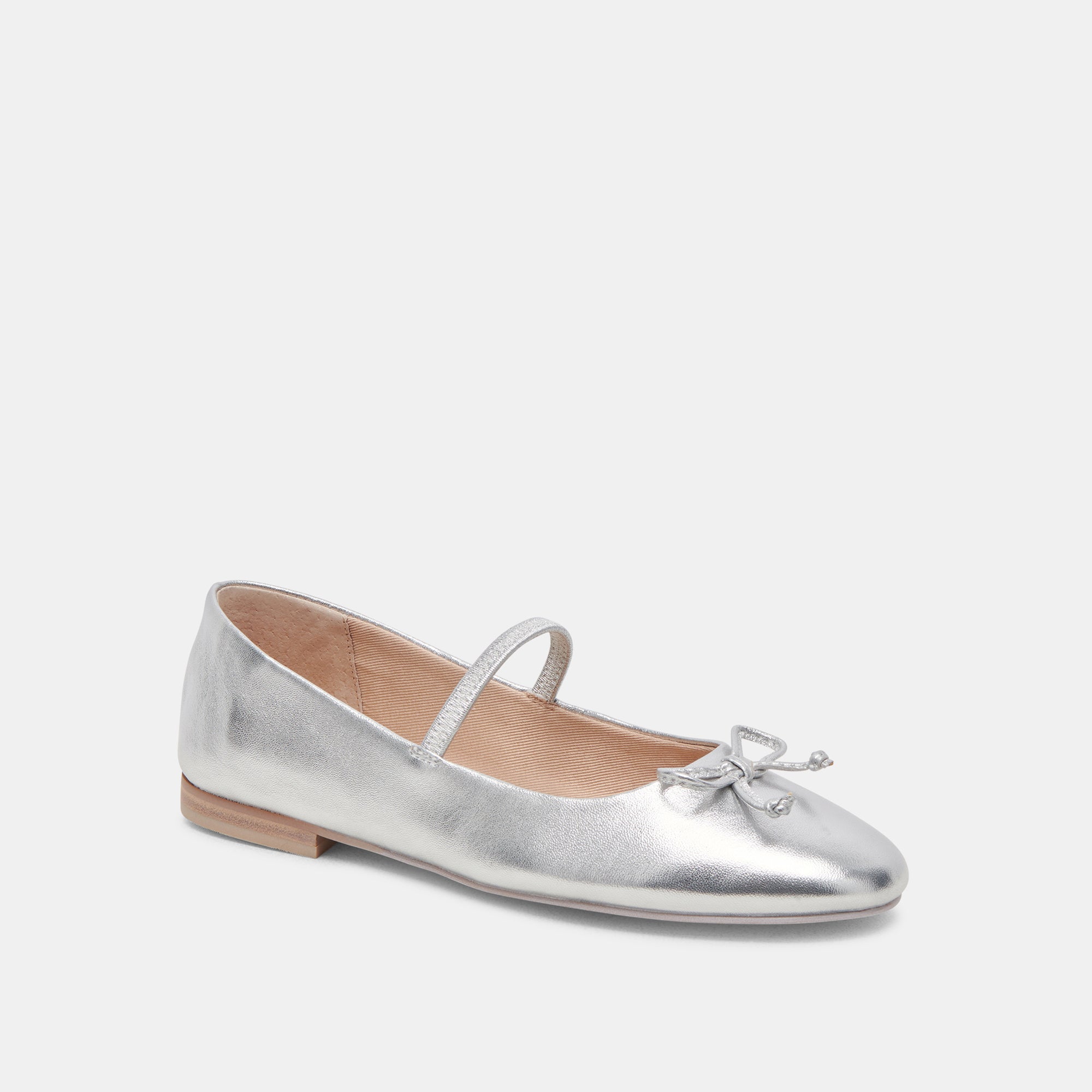 CARIN BALLET FLATS Women's Silver Metallic Leather Pointed Toe Slip-On Shoes - Perfect for Office, Wedding & Casual Outfits