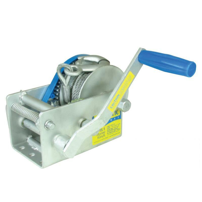 Atlantic Manual Trailer Winch - 3-Speed Gear Ratio (15:1, 5:1, 1:1) - Heavy Duty Boat Trailer Winch for Easy Loading & Unloading - Perfect for Marine, RV, and Utility Trailers