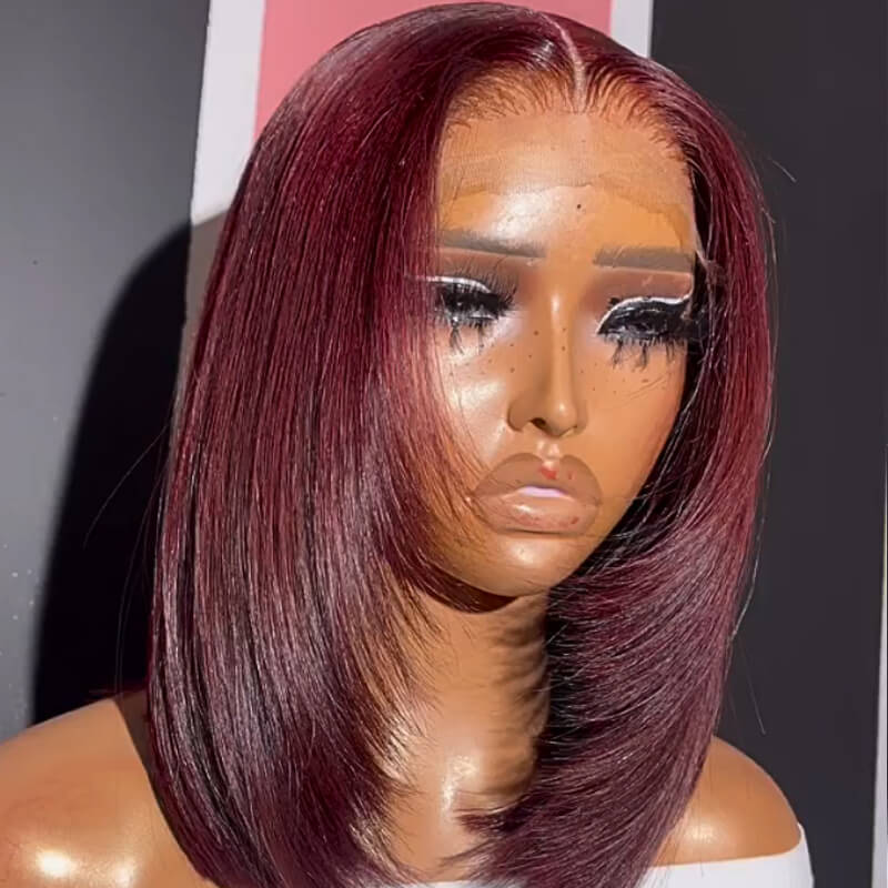 Buy 2 Human Hair Wigs for $169 - Layered Cut Straight 4x4 Lace Wig + Free Colored Straight 4x4 Bob Wig | Perfect for Daily Wear, Cosplay & Special Occasions