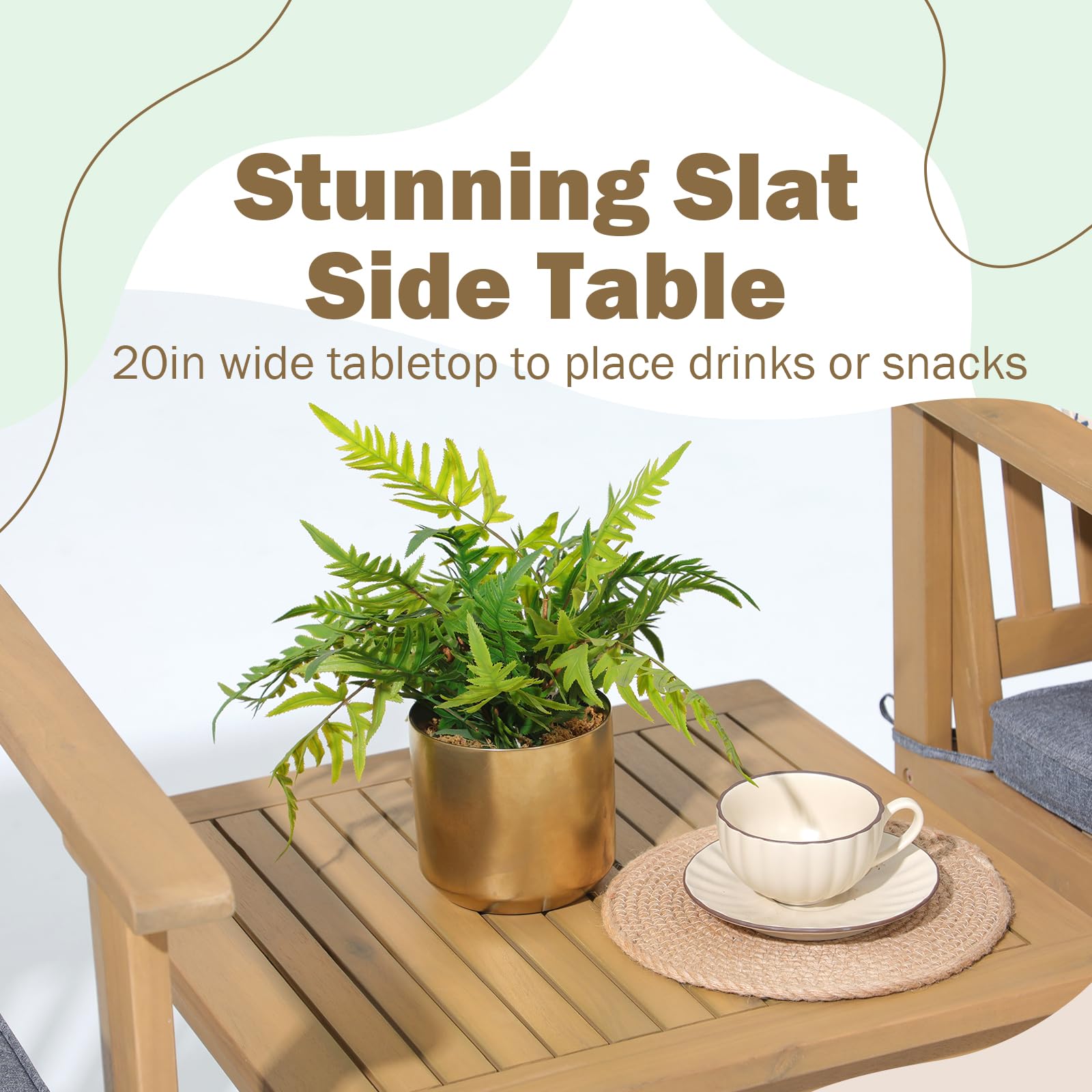 Premium 3-Piece Acacia Wood Outdoor Patio Furniture Set - FSC Certified Bistro Table & Chairs with Gray Cushions for Balcony, Porch, Backyard | Perfect for Garden Dining, Outdoor Entertaining & Relaxation