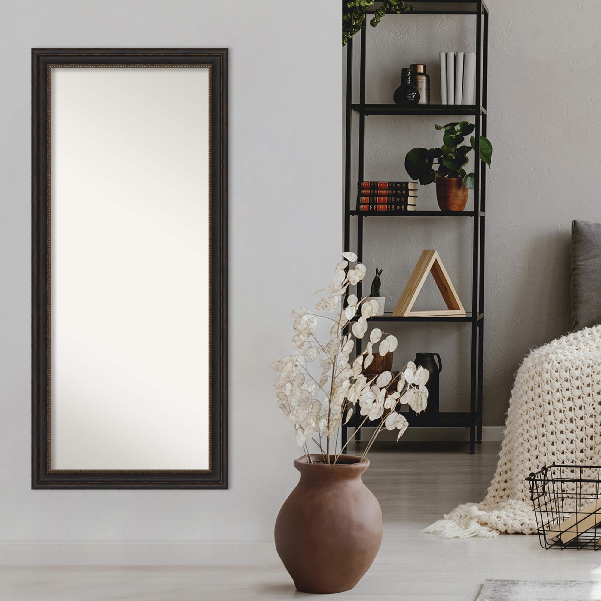 Amanti Art 65x29 Inch Bronze Full Length Mirror - Free Standing or Wall Mounted Traditional Dressing Mirror for Bedroom, Living Room & Entryway Decor - Handcrafted in WI, USA