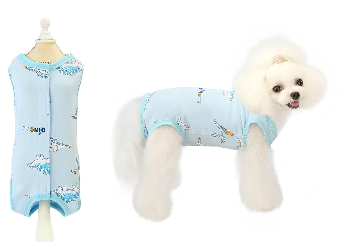 Tineer Breathable Pet Recovery Suit for Dogs & Cats - Soft Cotton Surgical Vest Alternative to E-Collar - Post-Surgery Wound Protection for Small, Medium & Large Pets (3XL, Blue) - Ideal for Spay/Neuter Recovery & Skin Healing