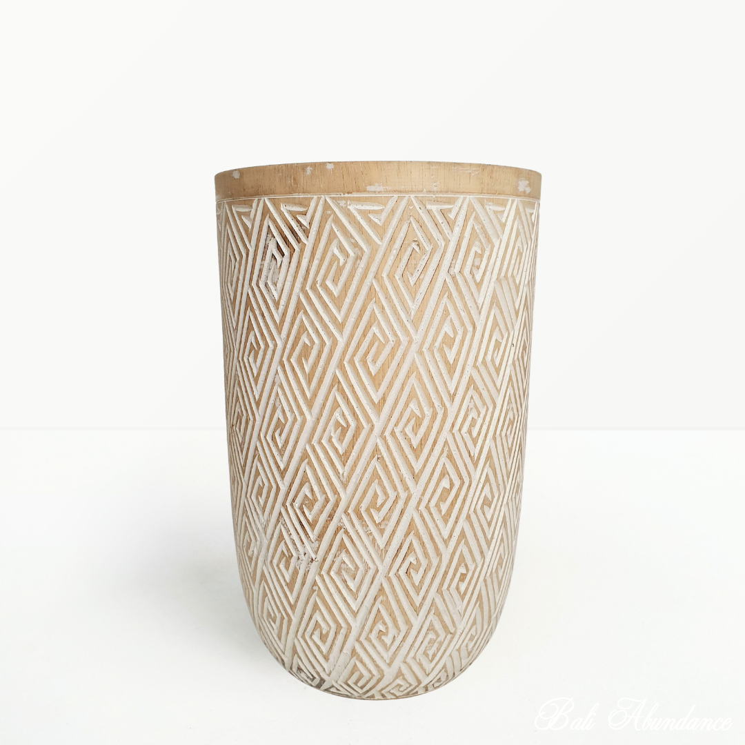Handmade Wooden Timor Vase - Natural Decorative Flower Vase for Home Decor, Wedding Centerpiece & Boho Style Interior Design