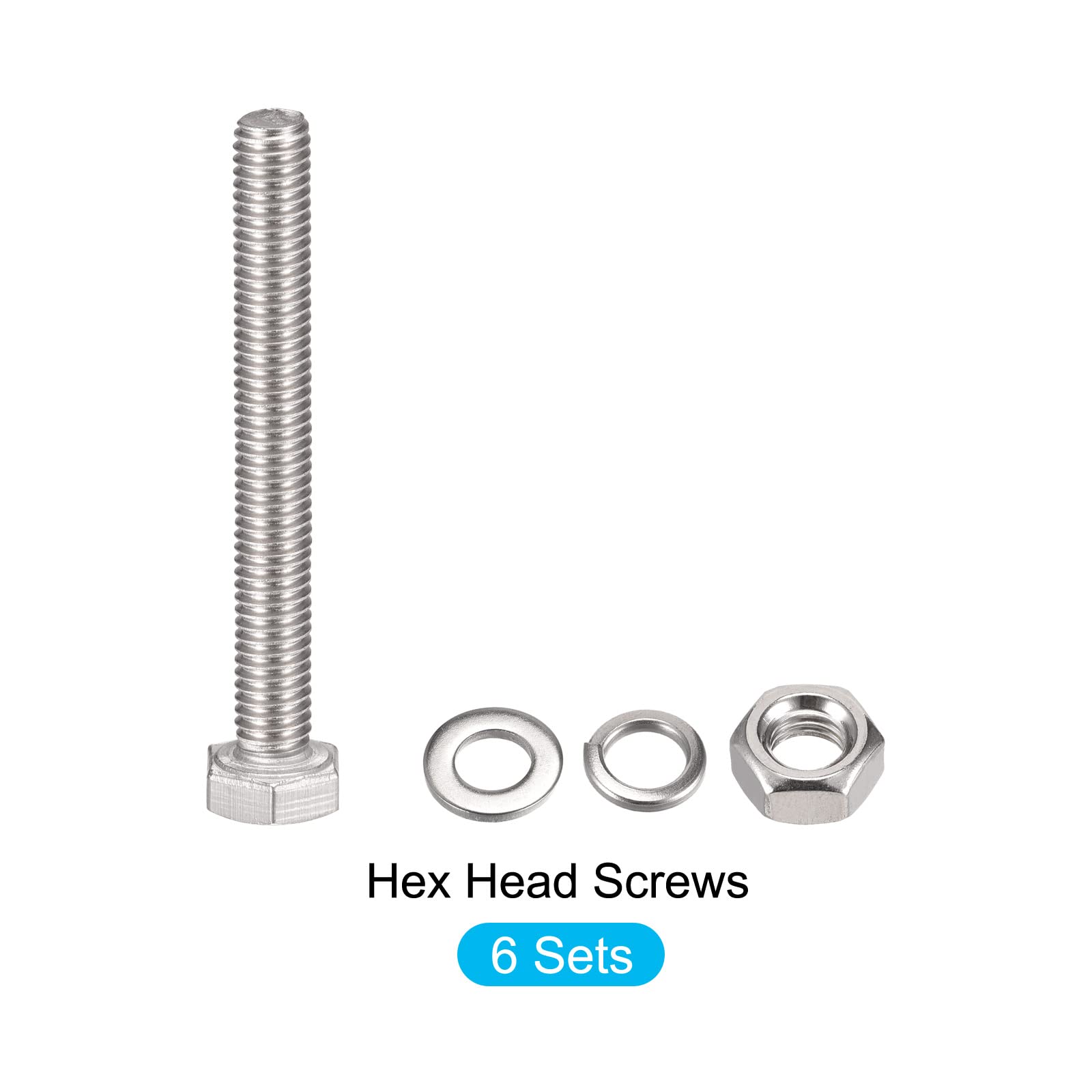 METALLIXITY M6x55mm Hex Screws Bolts Kit - 304 Stainless Steel for Home Appliance Repair