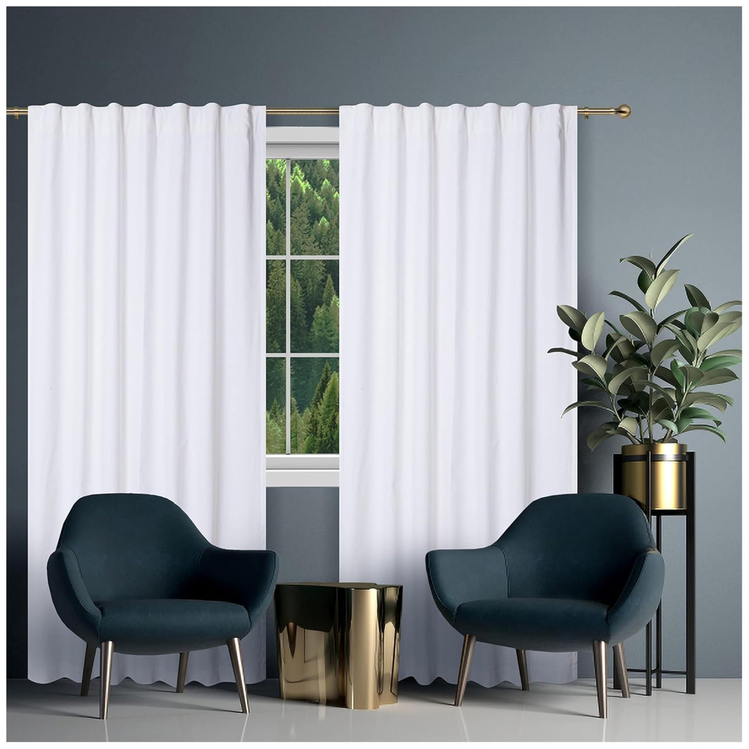 HOMIDATE 2-Pack White Cotton Curtains 50x72 Inch - Lightweight Bathroom Window Drapes, Tab Top Panels for Kitchen, Living Room & Bedroom - Soft Fabric Window Treatments for Privacy & Sun Protection - Perfect for Home Decor, Apartment & Dorm Room