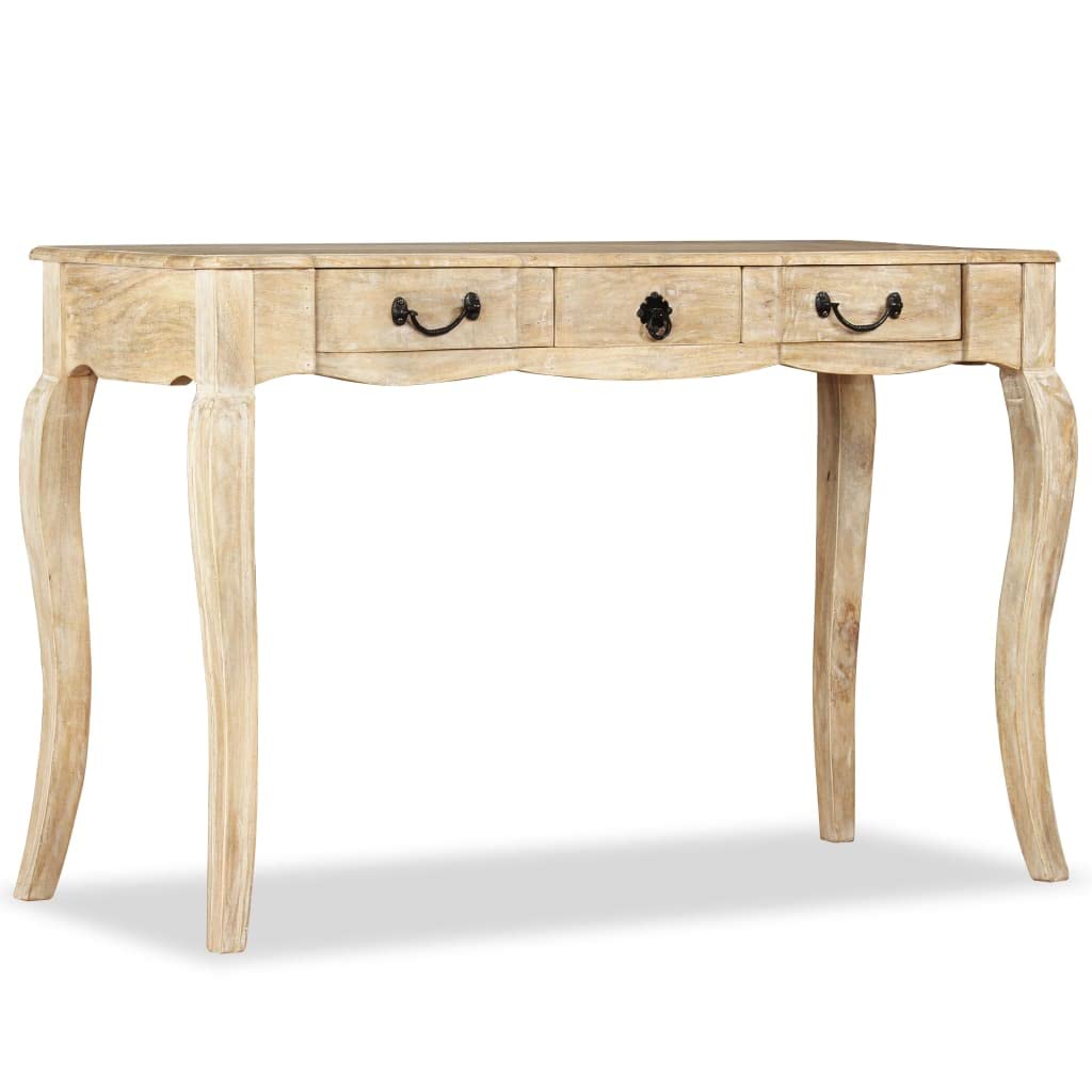 ZQQLVOO Solid Mango Wood Console Table with 3 Drawers - 47.2