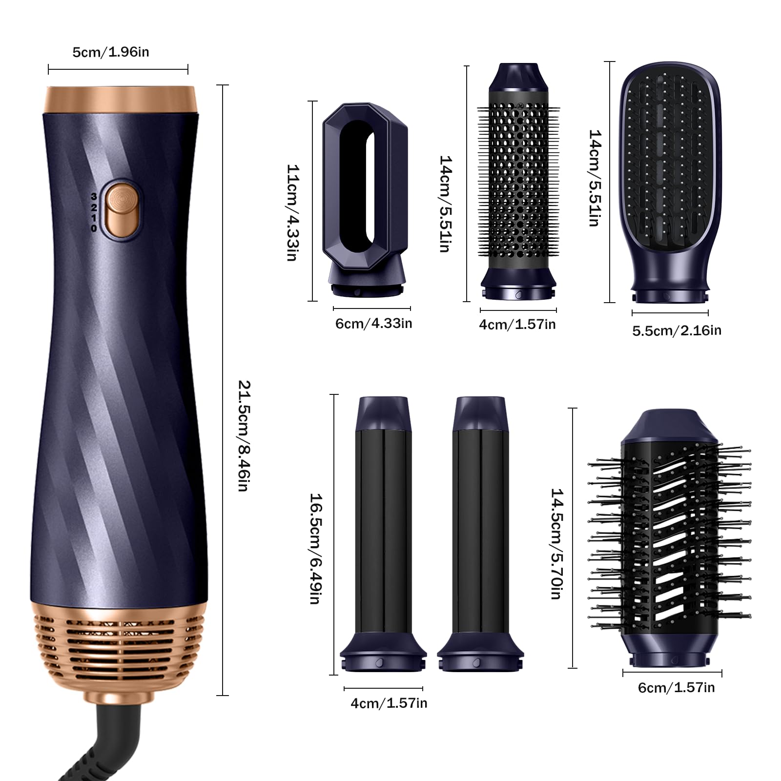 6 in 1 Blow Dryer Brush for Hair Styling - Detachable Hot Air Curler & Styler with Curling Iron Brush - Perfect for Salon-Quality Blowouts, Curls & Straightening at Home