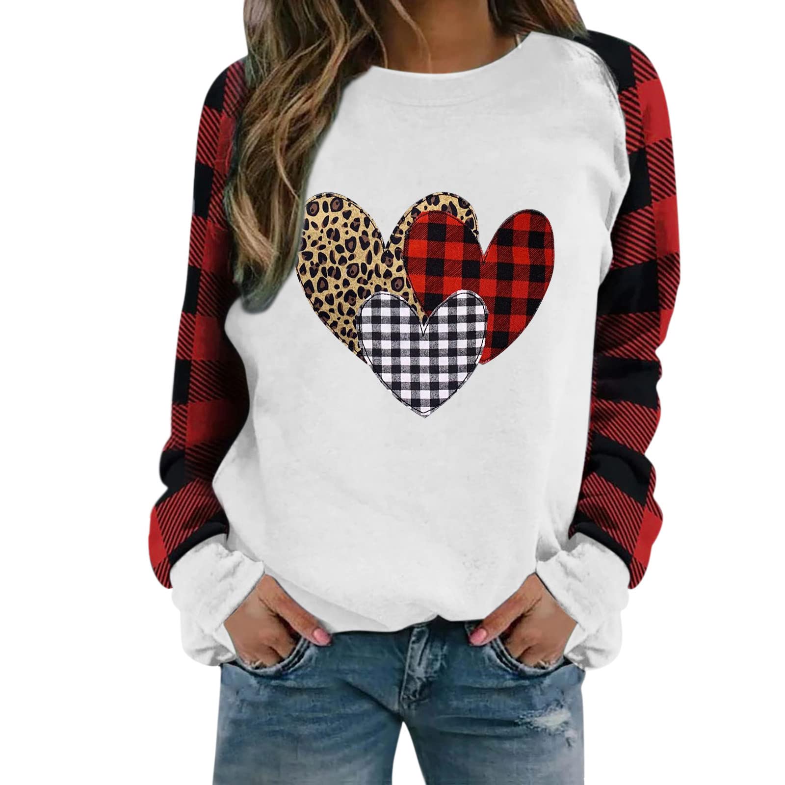 CKCC Color Block Tunic Tops for Women - Graphic Fall Tees, Long Sleeve Blouses & Cowl Neck Sweatshirts | Plus Size Casual Shirts Under $10 | Perfect for Office Wear, Autumn Outfits and Weekend Casual Style (White)