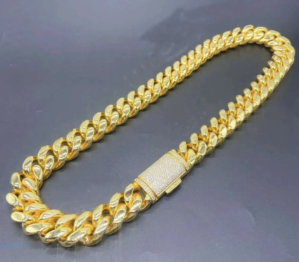 24K Gold Plated Moissanite Cuban Link Chain Necklace for Men & Women - Iced Out Hip Hop Jewelry - Perfect for Parties, Gifts & Everyday Wear