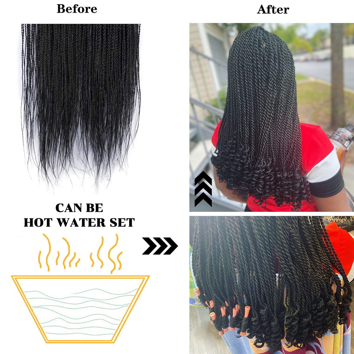 8 Packs Senegalese Twist Crochet Hair for Black Women - 14 & 18 Inch Pre Looped Ombre Crochet Braiding Hair (35 Strands/Pack) | Protective Hairstyles & Natural Hair Care